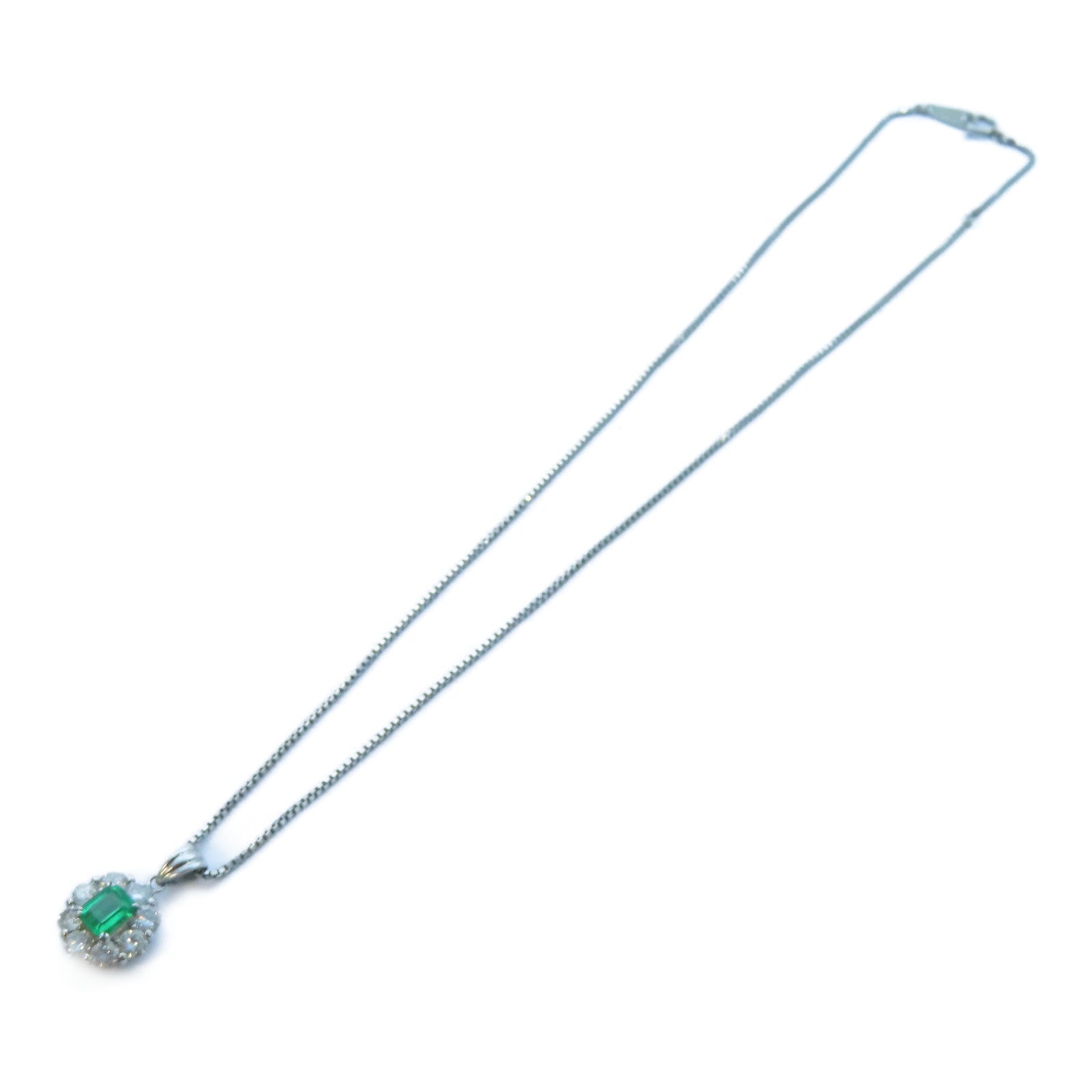JEWELRY 【激減優惠】PT900白金/PT850白金Emerald/Diamond Necklace 0.55ct綠寶石/1.00ct鑽石項鍊#40cm