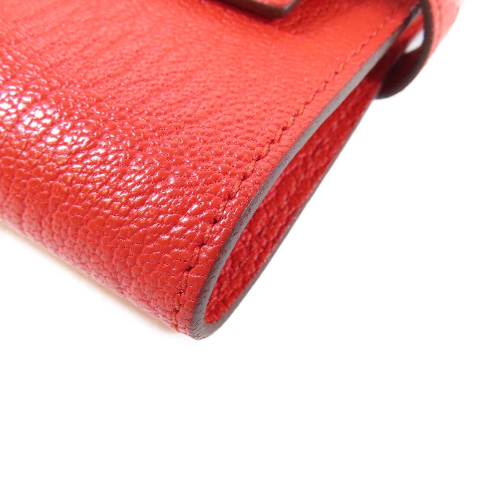 HERMES 【激減優惠】Chevre皮革Kelly Wallet金扣錢包Rouge Tomate/紅色