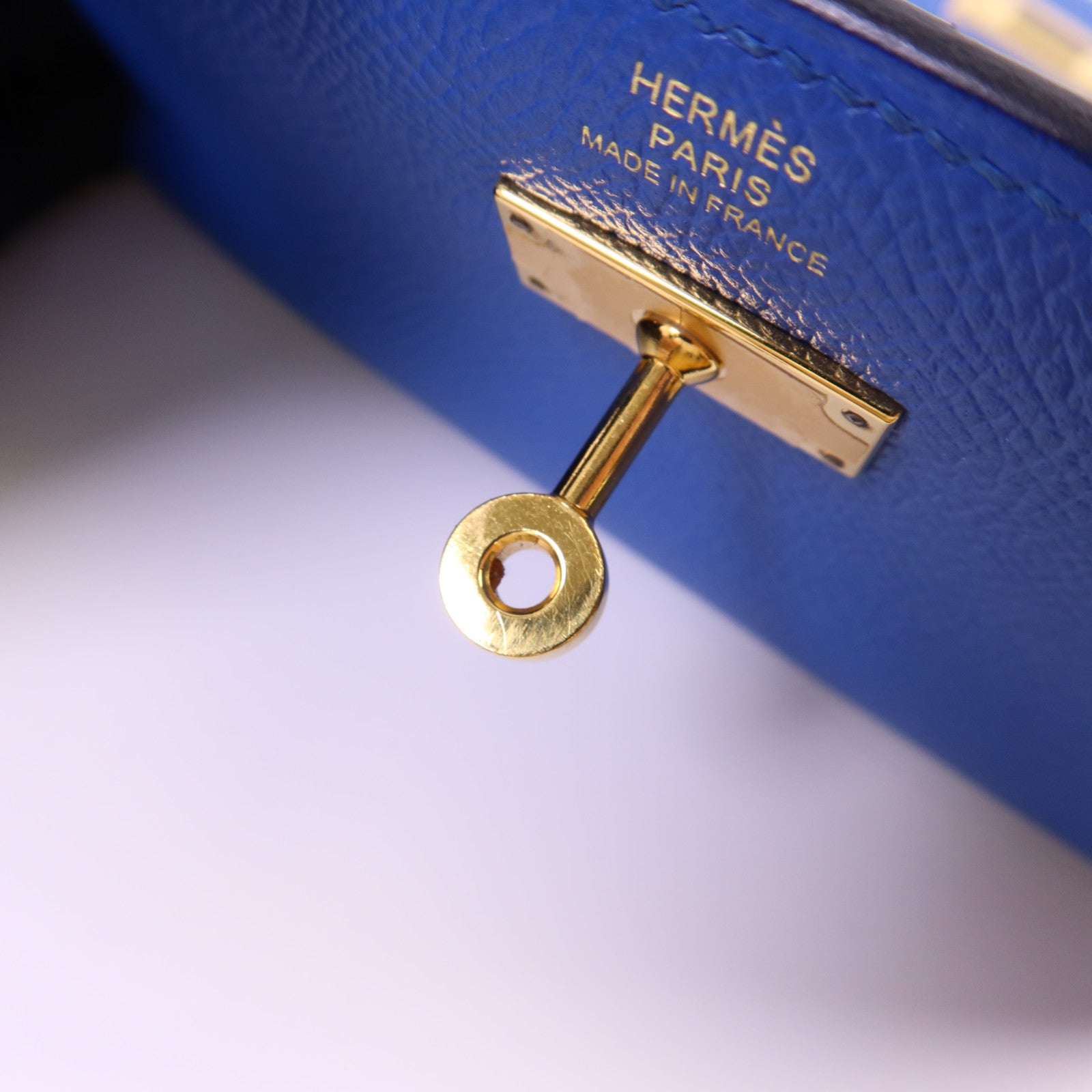 HERMES Epsom皮革Kelly Short Wallet金扣錢包Blue Zanzibar