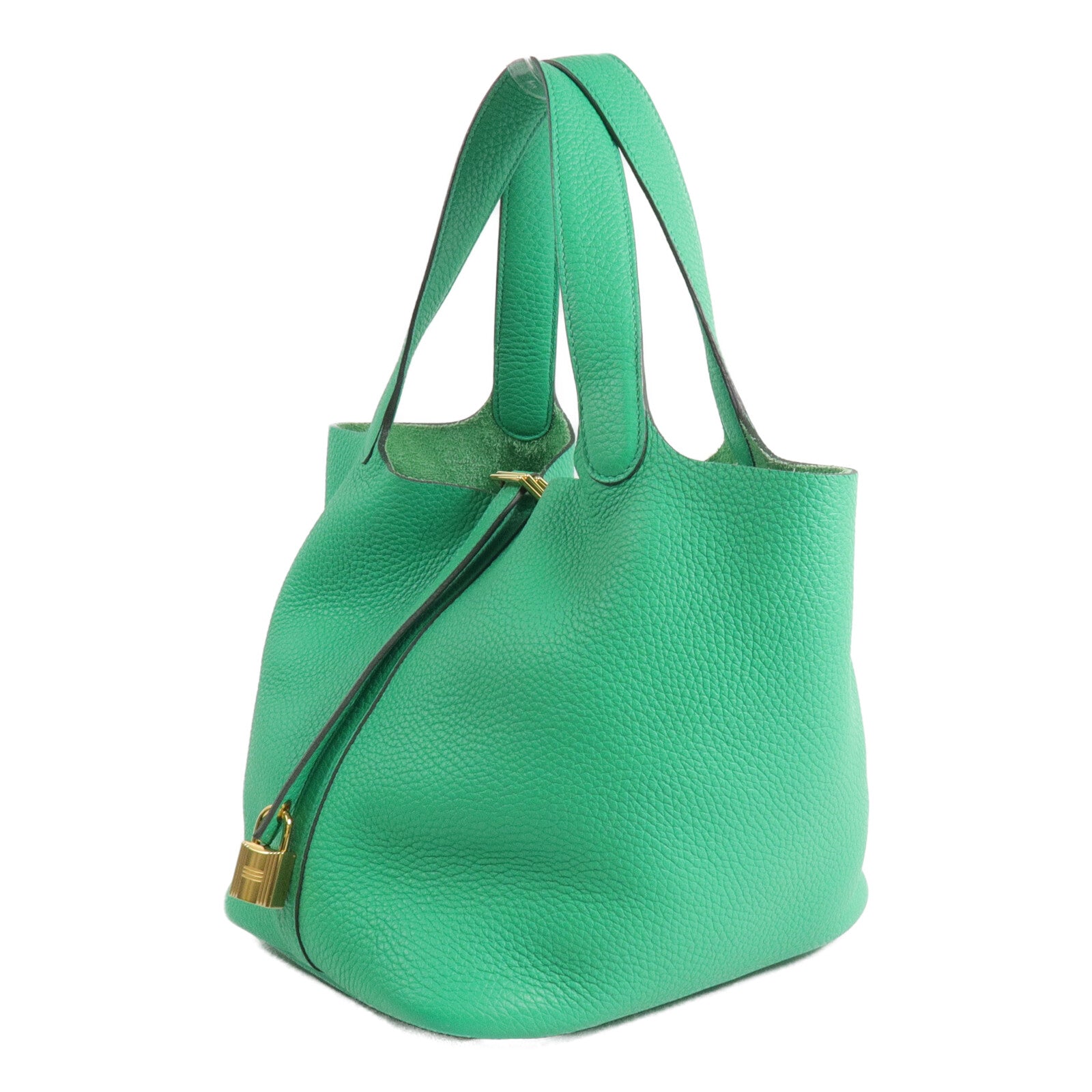 HERMES Clemence皮革Picotin MM手挽袋Menthe