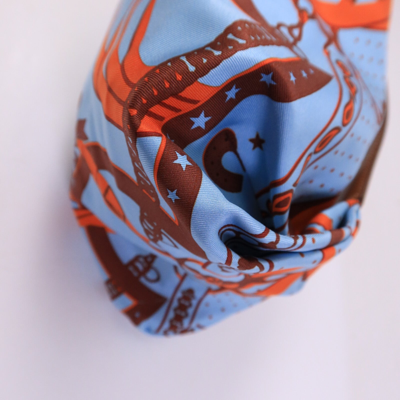 HERMES 絲質/Hunter皮革Balusoie Bag手挽袋