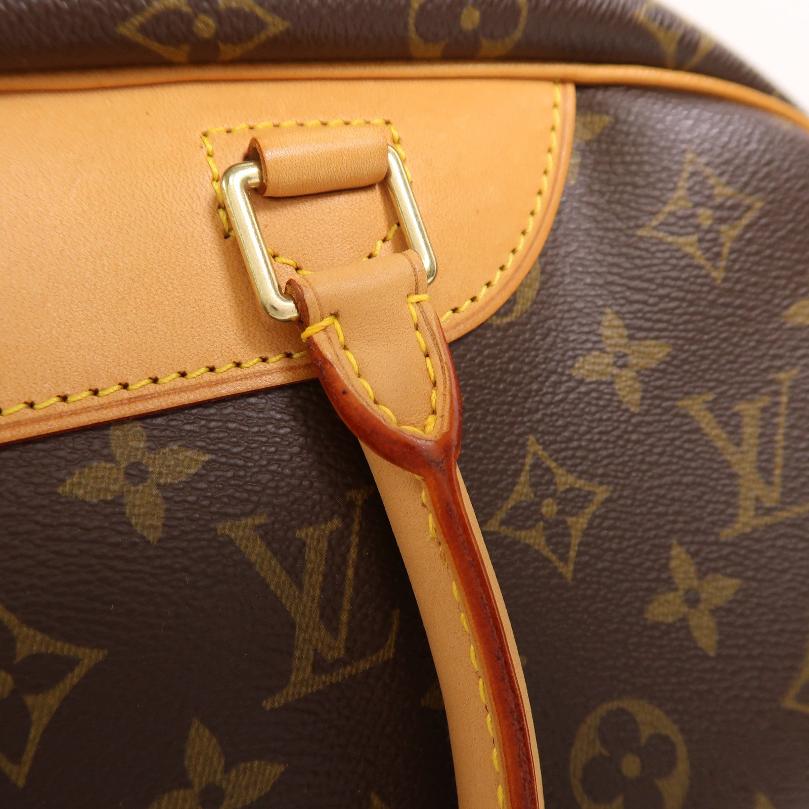 LOUIS VUITTON Monogram Deauville金扣手挽袋棕色