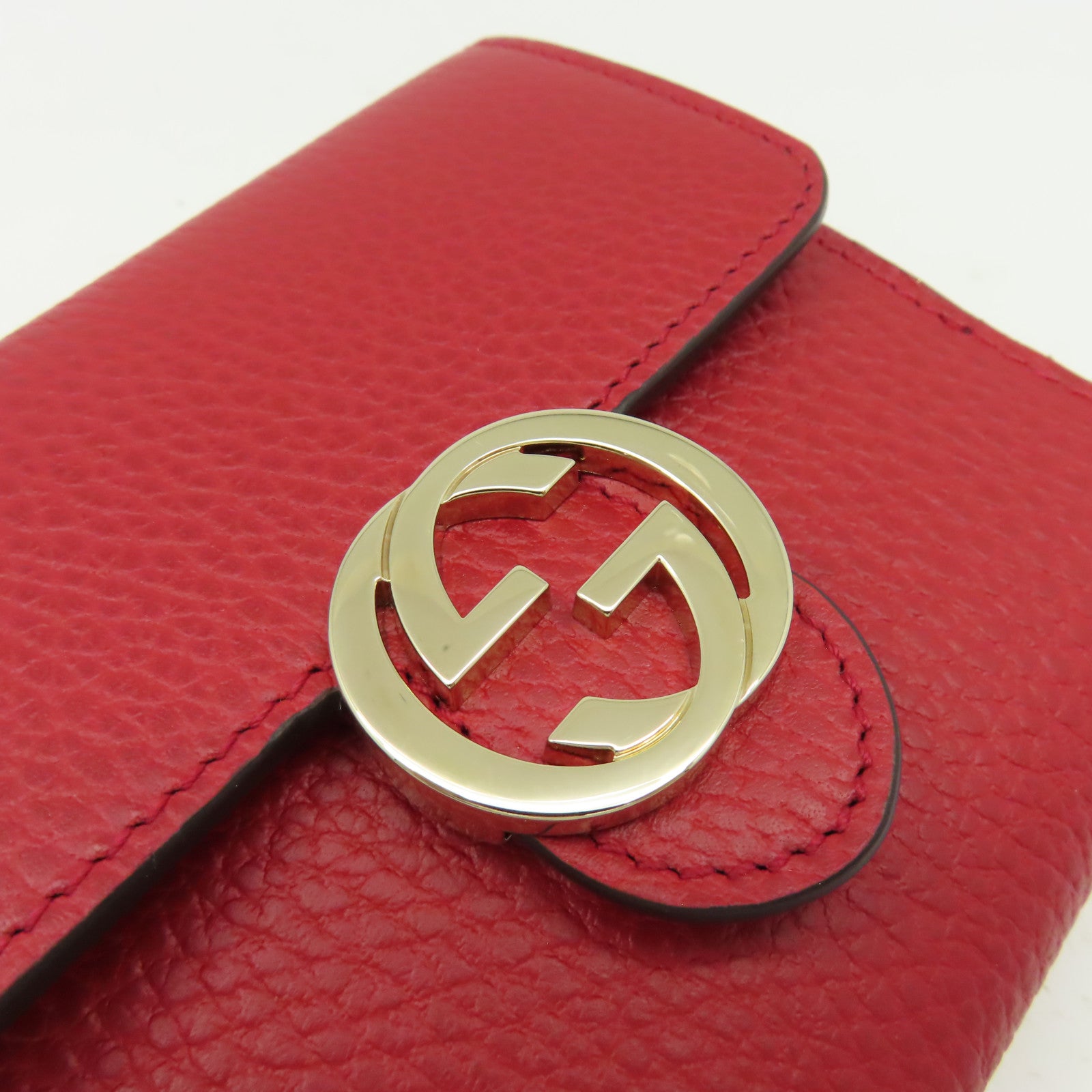 GUCCI 牛皮皮革Short Wallet金扣短錢包紅色