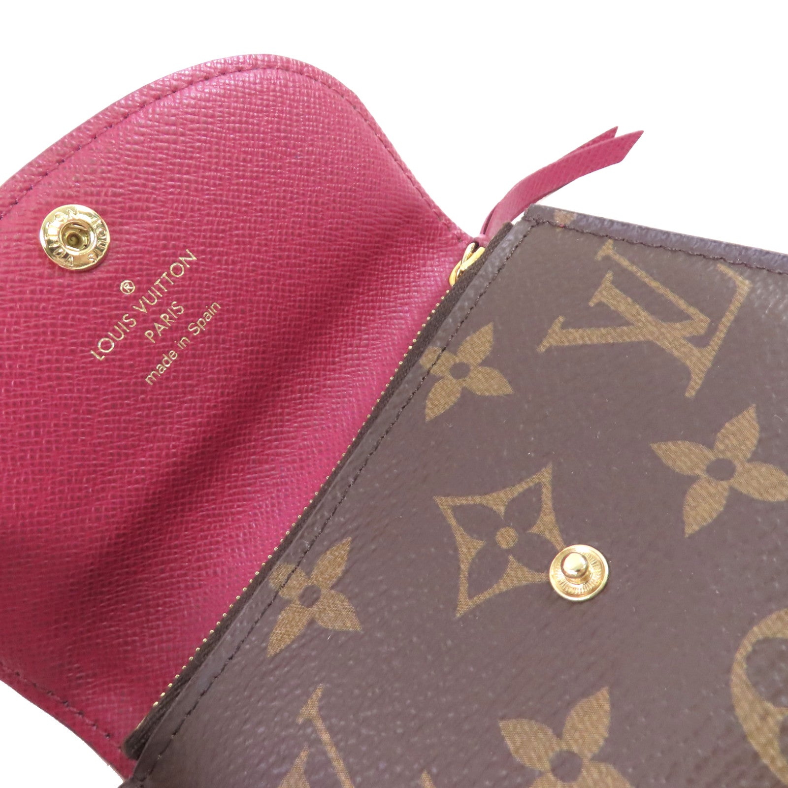 LOUIS VUITTON Monogram Rosalie Coin Case金扣零錢包啡色/酒紅色