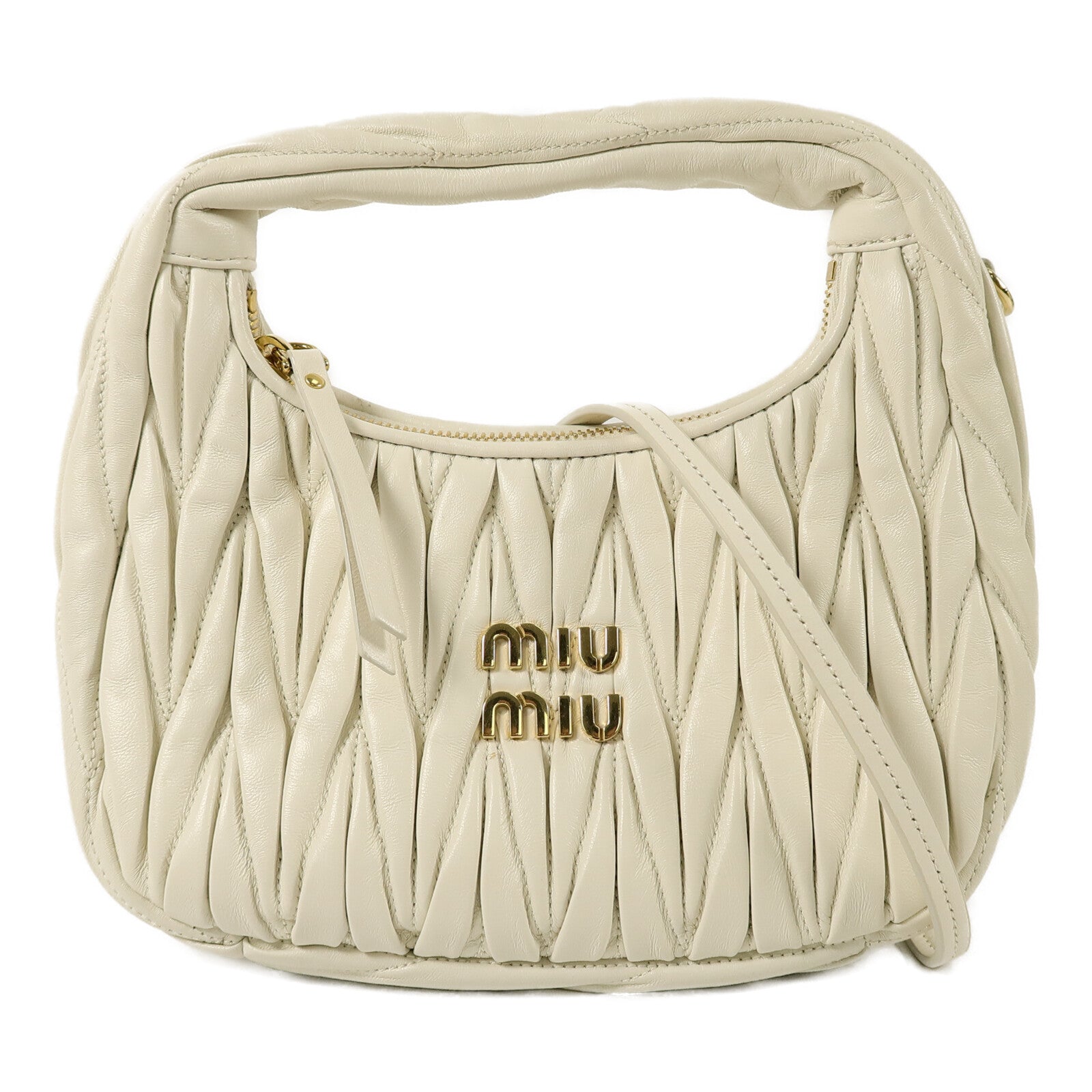Miu Miu 羊皮皮革Wander Matelasse Hobo手挽肩背兩用袋