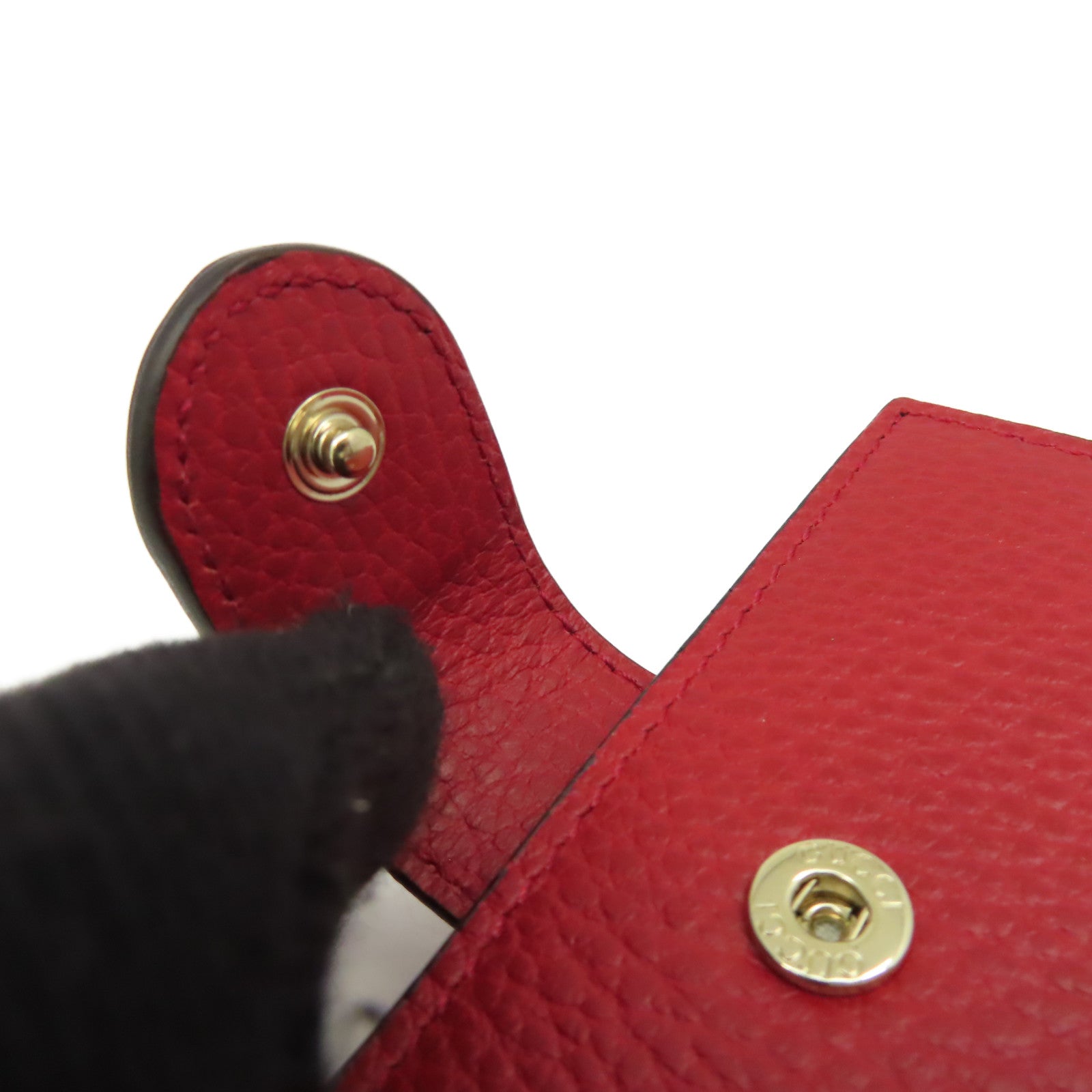 GUCCI 牛皮皮革Short Wallet金扣短錢包紅色