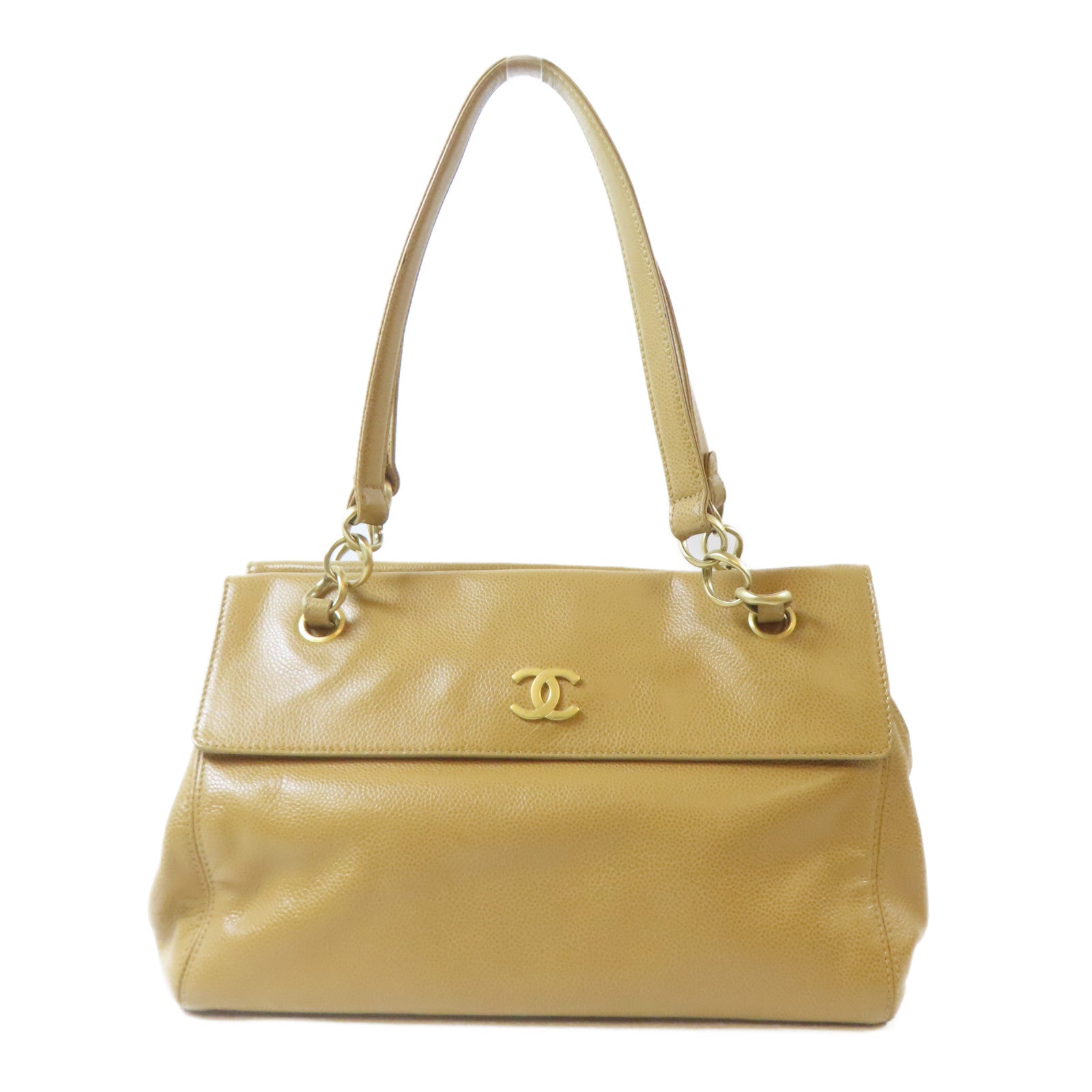 CHANEL Caviar皮革Shoulder Bag金扣肩背袋啡色