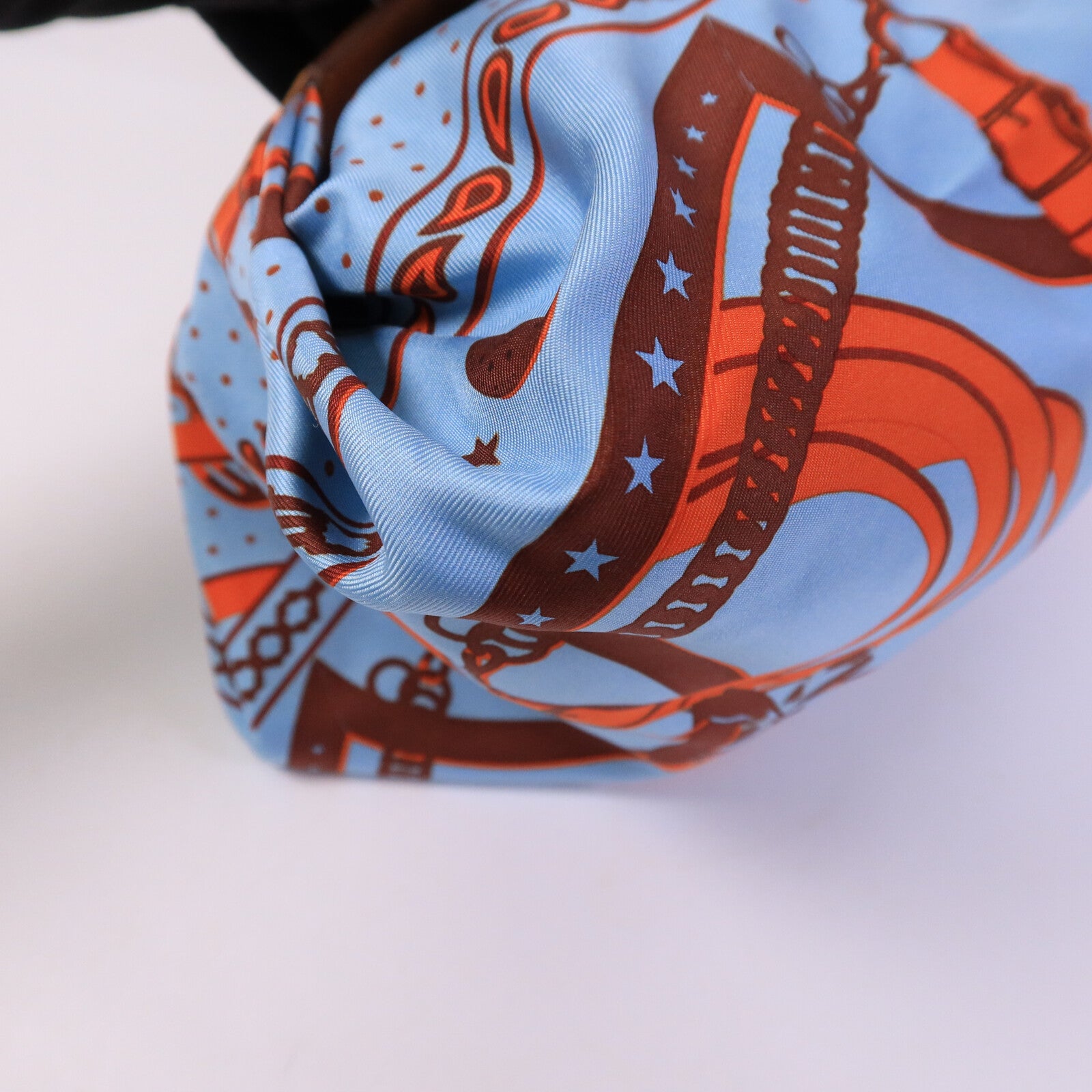 HERMES 絲質/Hunter皮革Balusoie Bag手挽袋