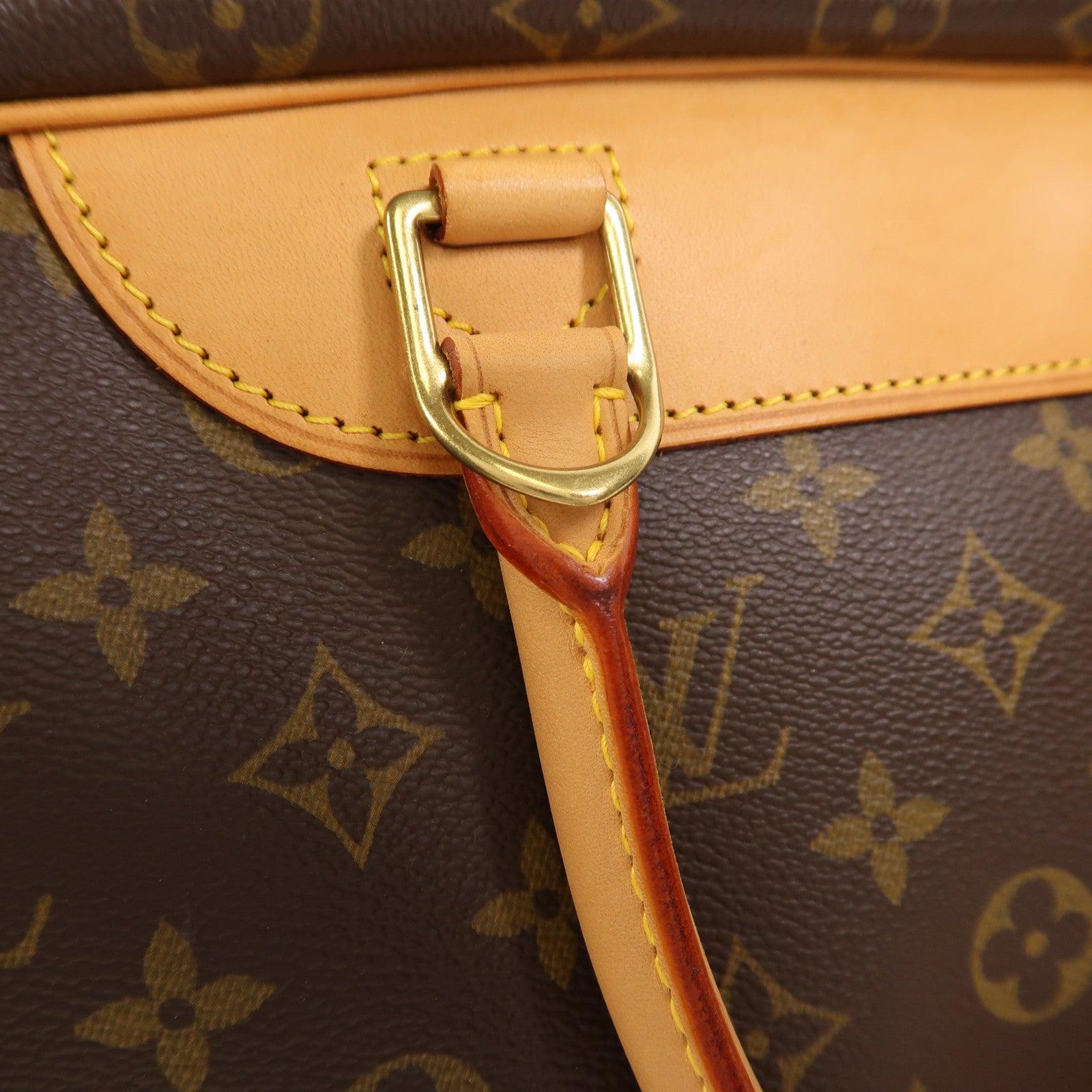 LOUIS VUITTON Monogram Deauville金扣手挽袋棕色