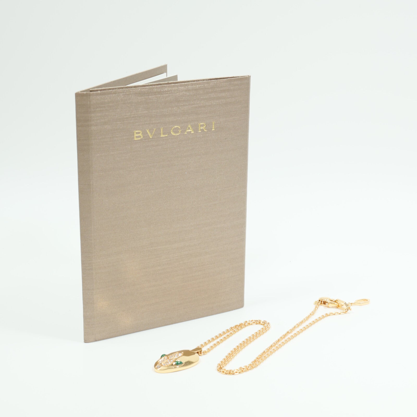 BVLGARI 18K玫瑰金Serpenti Seduttori Necklace孔雀石/鑽石項鍊