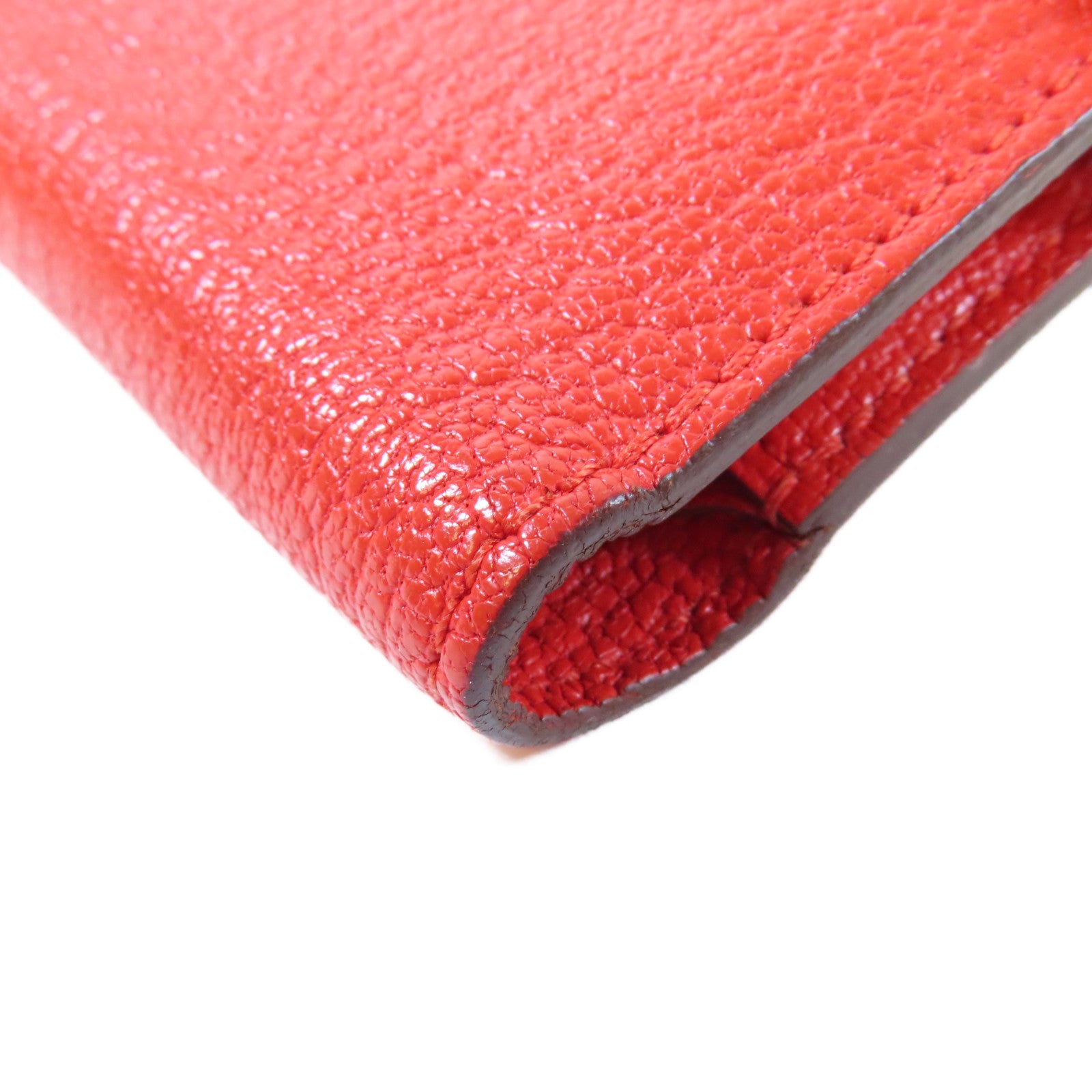 HERMES 【激減優惠】Chevre皮革Kelly Wallet金扣錢包Rouge Tomate/紅色