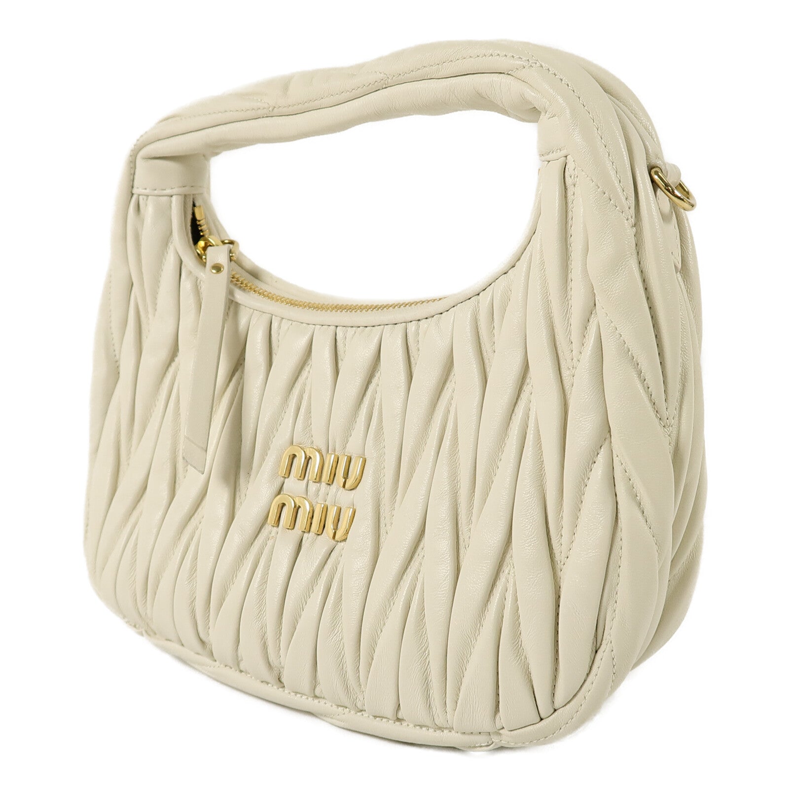 Miu Miu 羊皮皮革Wander Matelasse Hobo手挽肩背兩用袋
