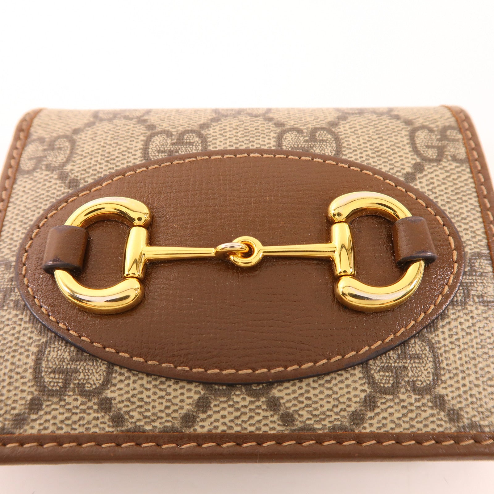 GUCCI 塗層帆布Horsebit 1955金扣錢包