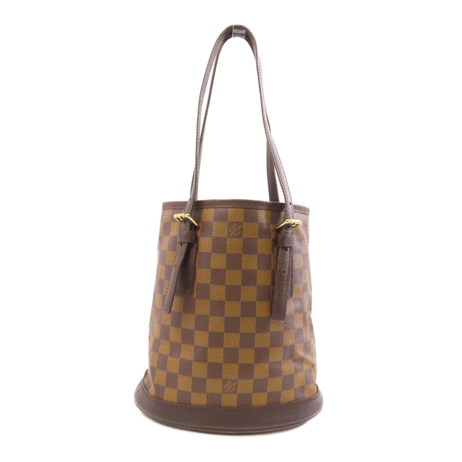 LOUIS VUITTON Damier Marais金扣手挽袋棕色