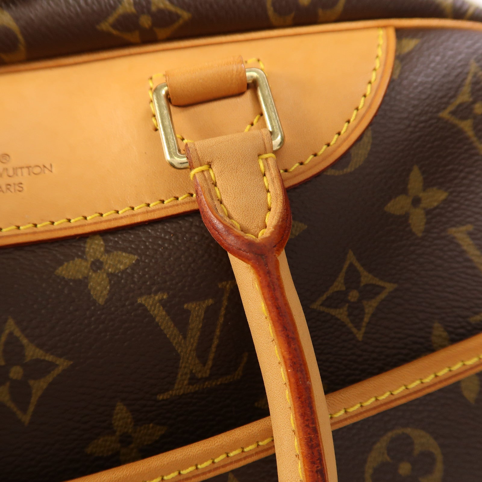 LOUIS VUITTON Monogram Deauville金扣手挽袋棕色