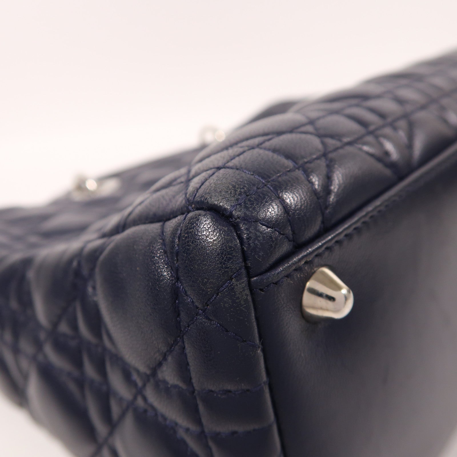 Dior 羊皮皮革Lady Dior Large銀扣手挽肩背兩用袋