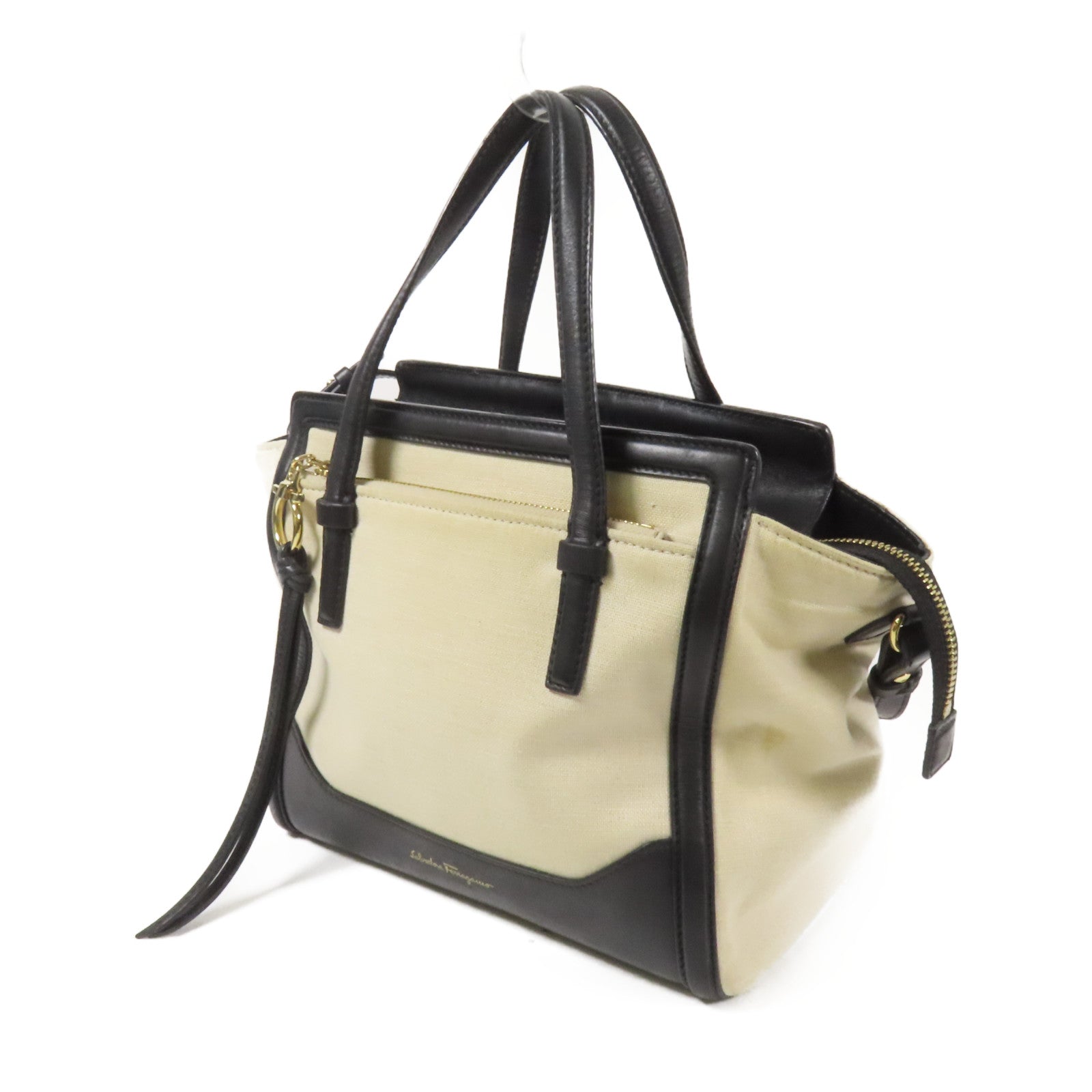 Salvatore Ferragamo 帆布2 Way Bag金扣手挽肩背兩用袋