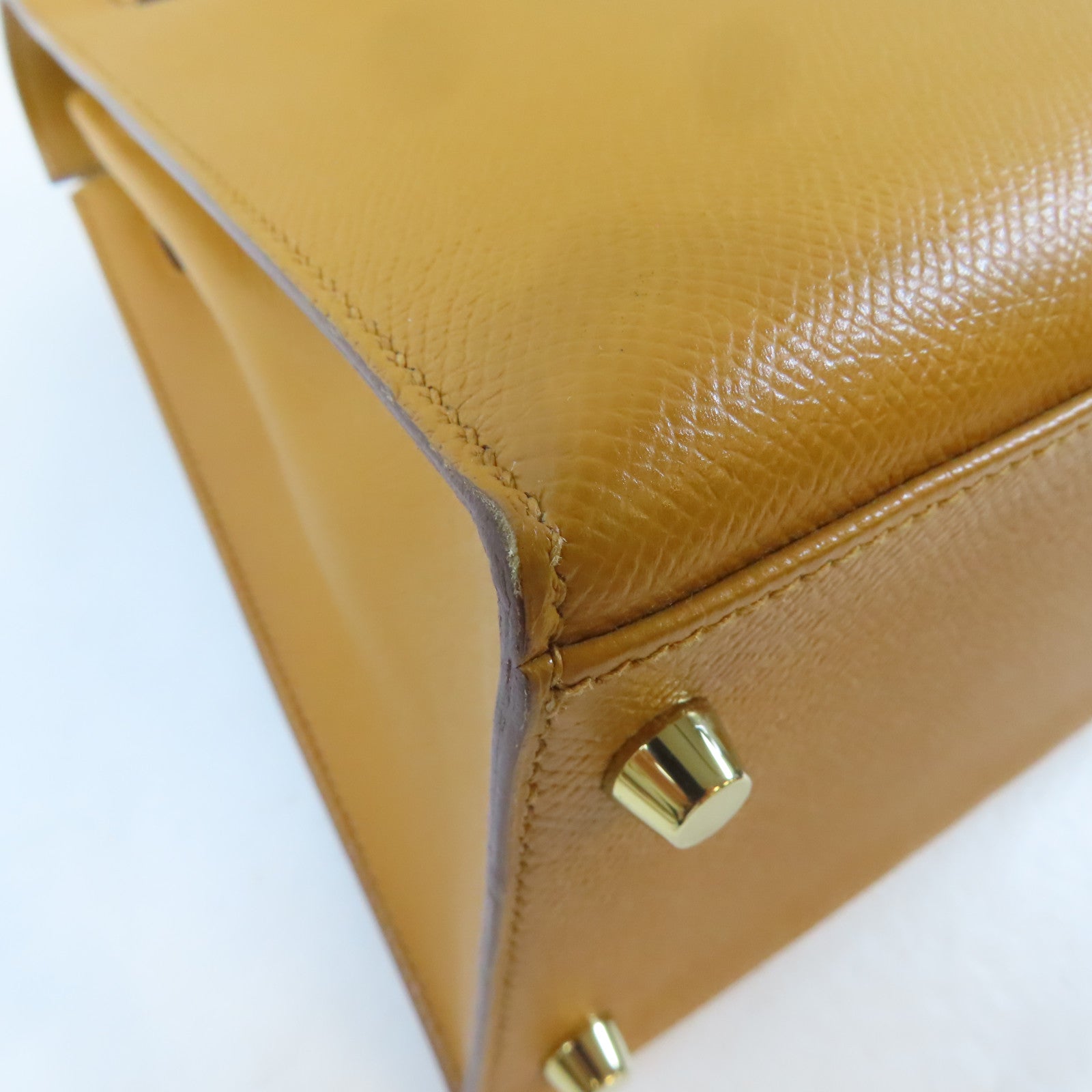 HERMES Epsom皮革Kelly 28金扣手挽肩背兩用袋Caramel/啡色