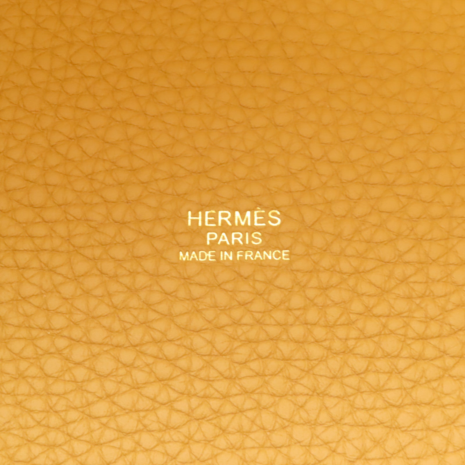 HERMES Clemence皮革金Picotin PM金扣手挽袋4B/棕色