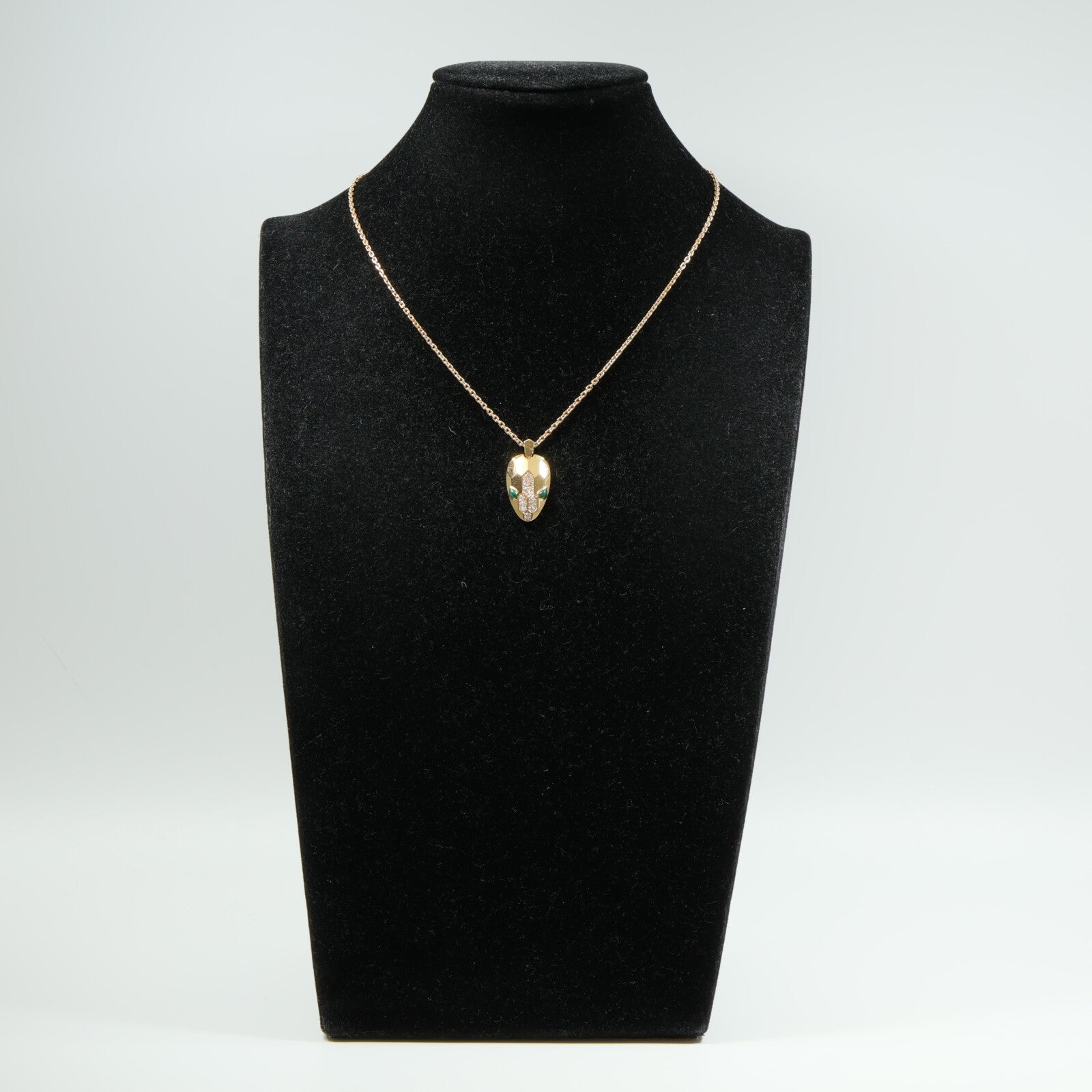BVLGARI 18K玫瑰金Serpenti Seduttori Necklace孔雀石/鑽石項鍊