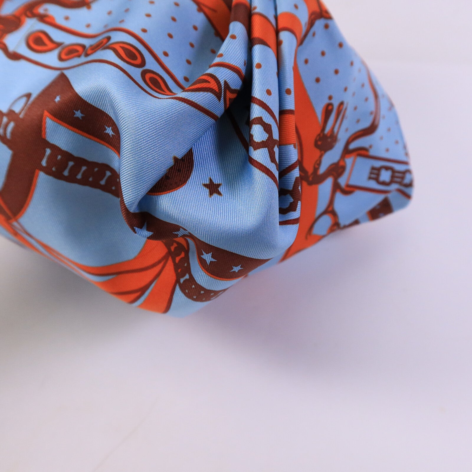 HERMES 絲質/Hunter皮革Balusoie Bag手挽袋
