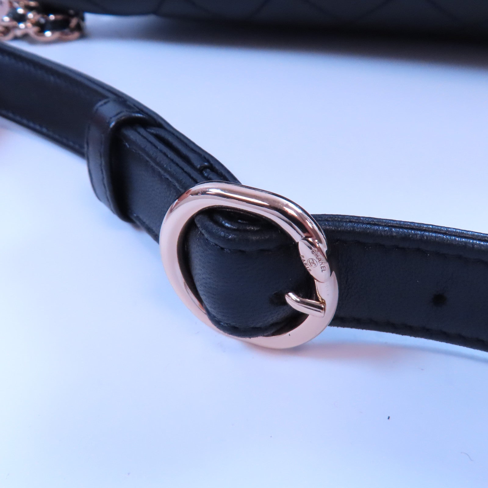 CHANEL 牛皮皮革Waist Bag金扣腰包黑色