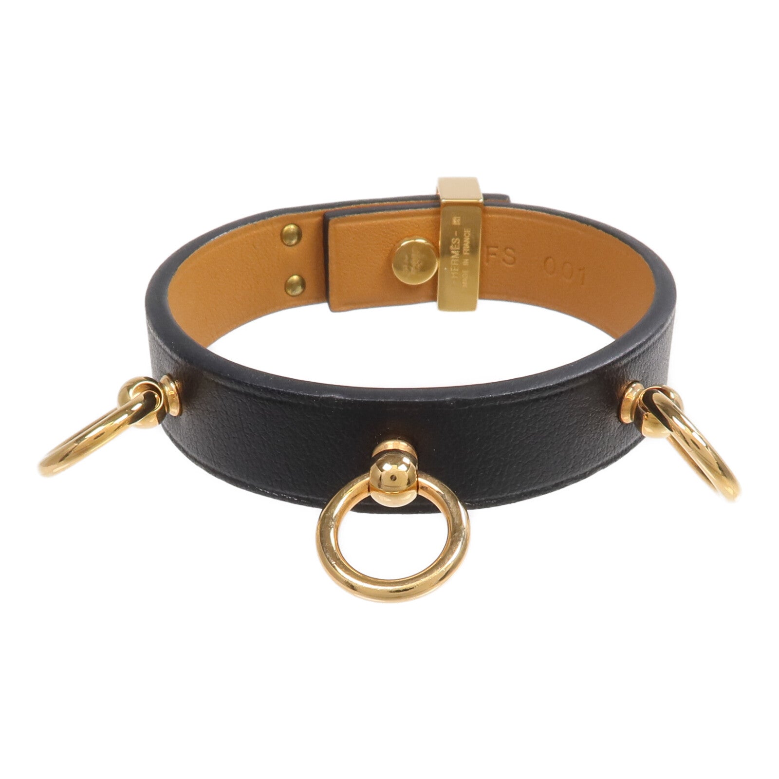 HERMES Swift皮革Mini Dog Bracelet金扣手帶Noir