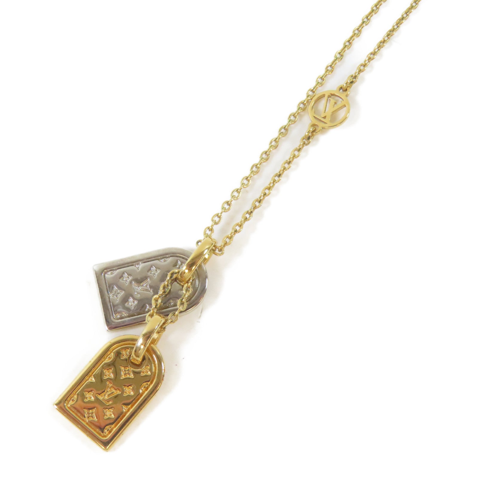 LOUIS VUITTON 金屬Nanogram Necklace項鍊#42cm