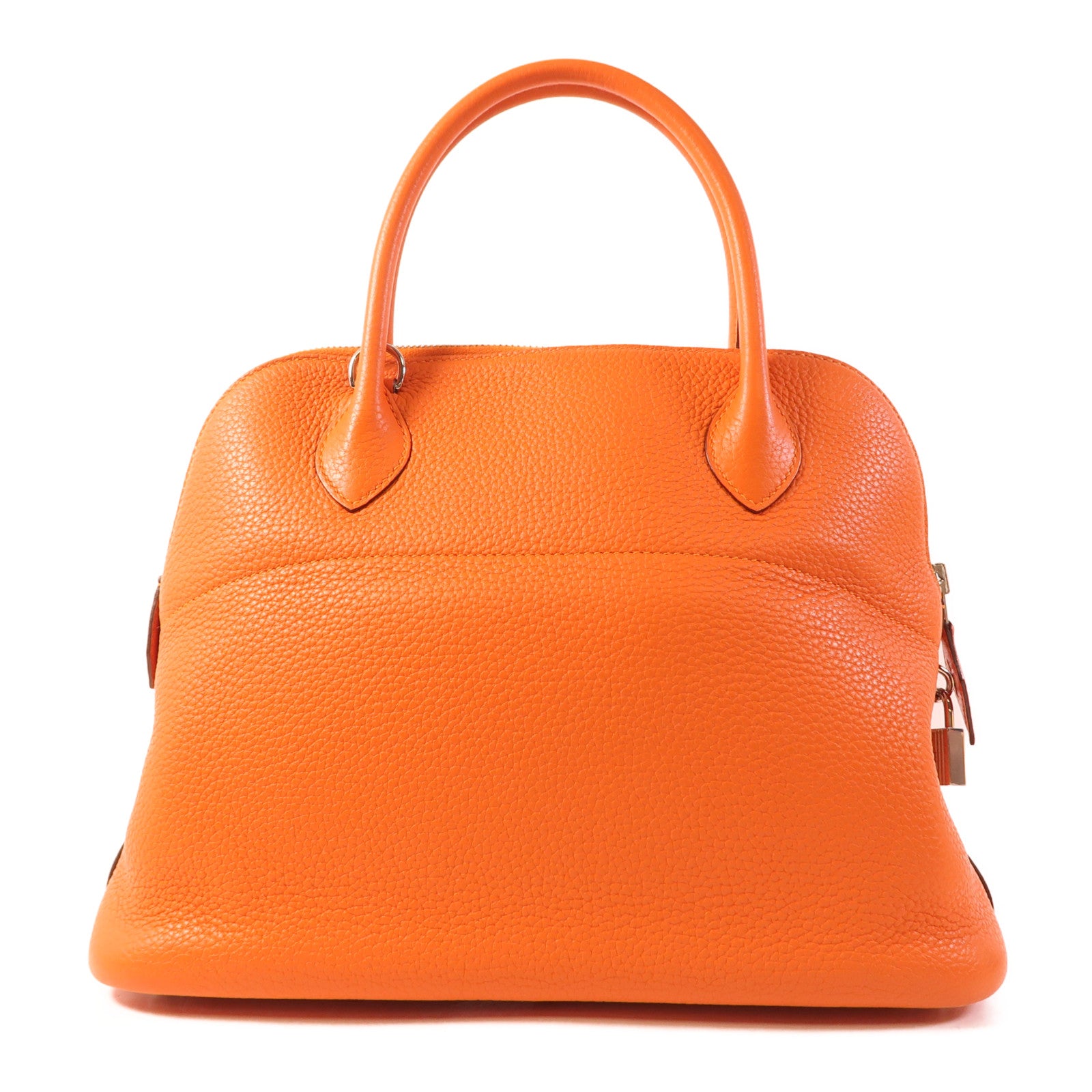 HERMES Clemence皮革Bolide 31銀扣手挽肩背兩用袋Orange