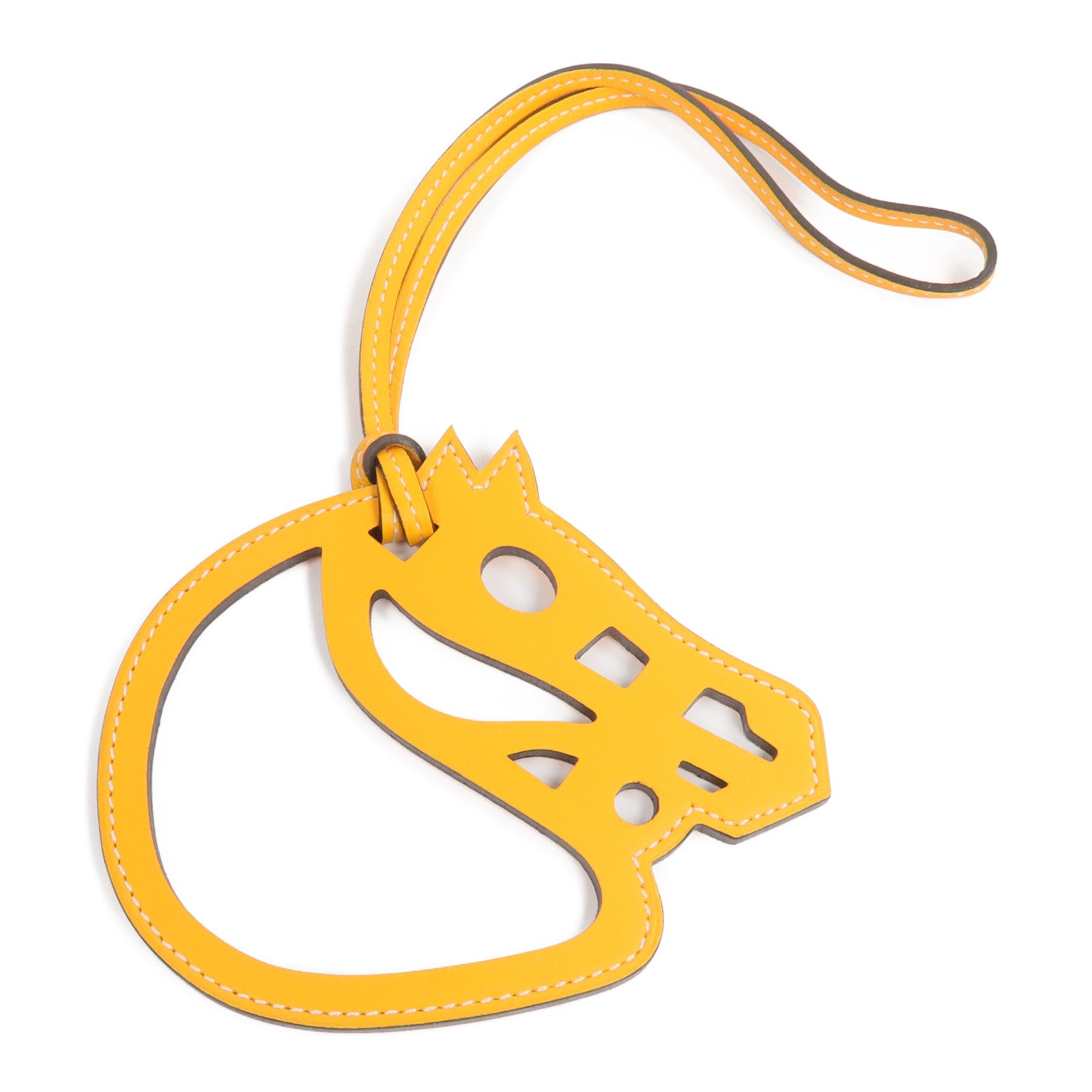 HERMES Swift皮革Paddock Cheval Bag Charm掛飾Jaune d'Or