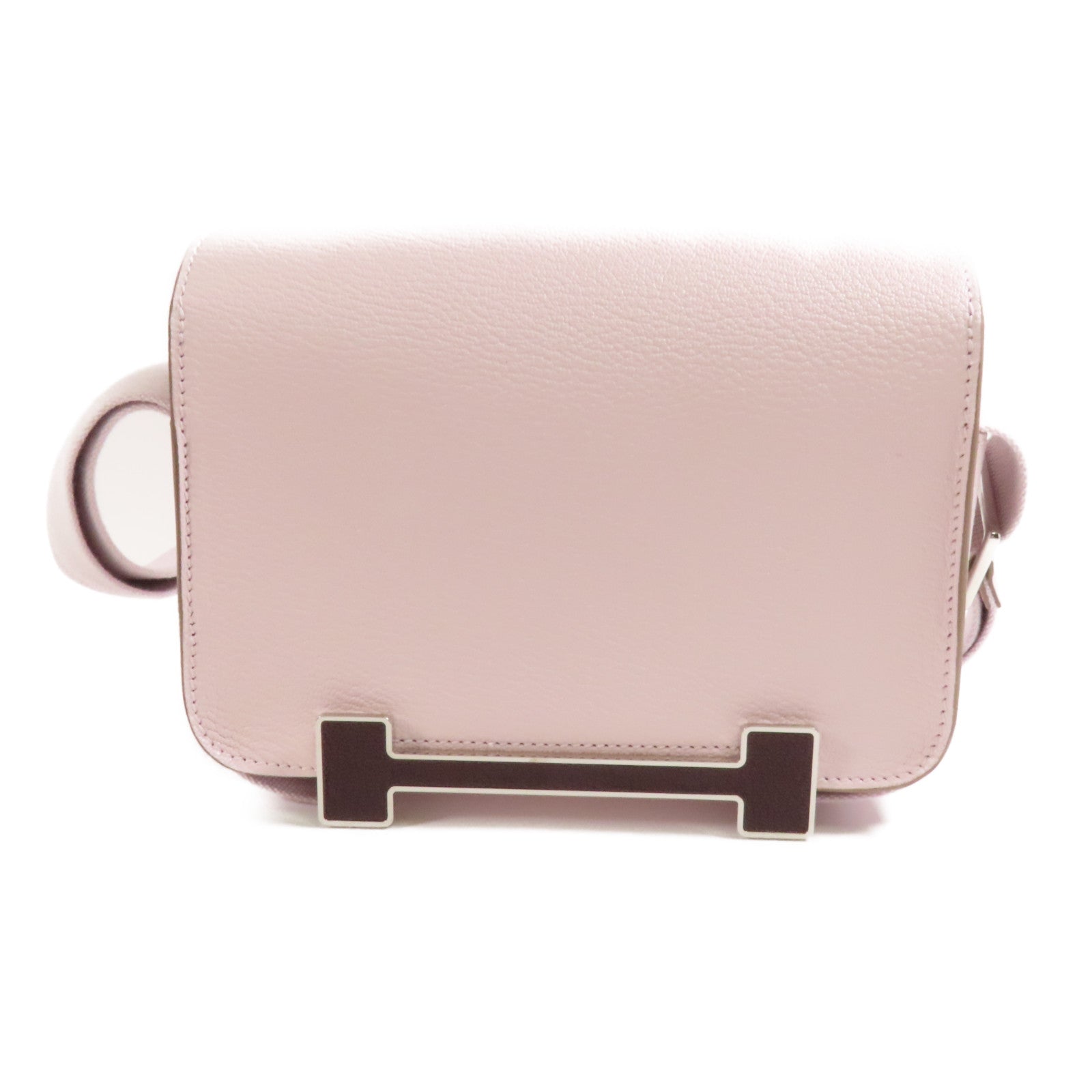 HERMES 【激減優惠】Chevre皮革Geta銀扣肩背袋Mauve Sylvestre
