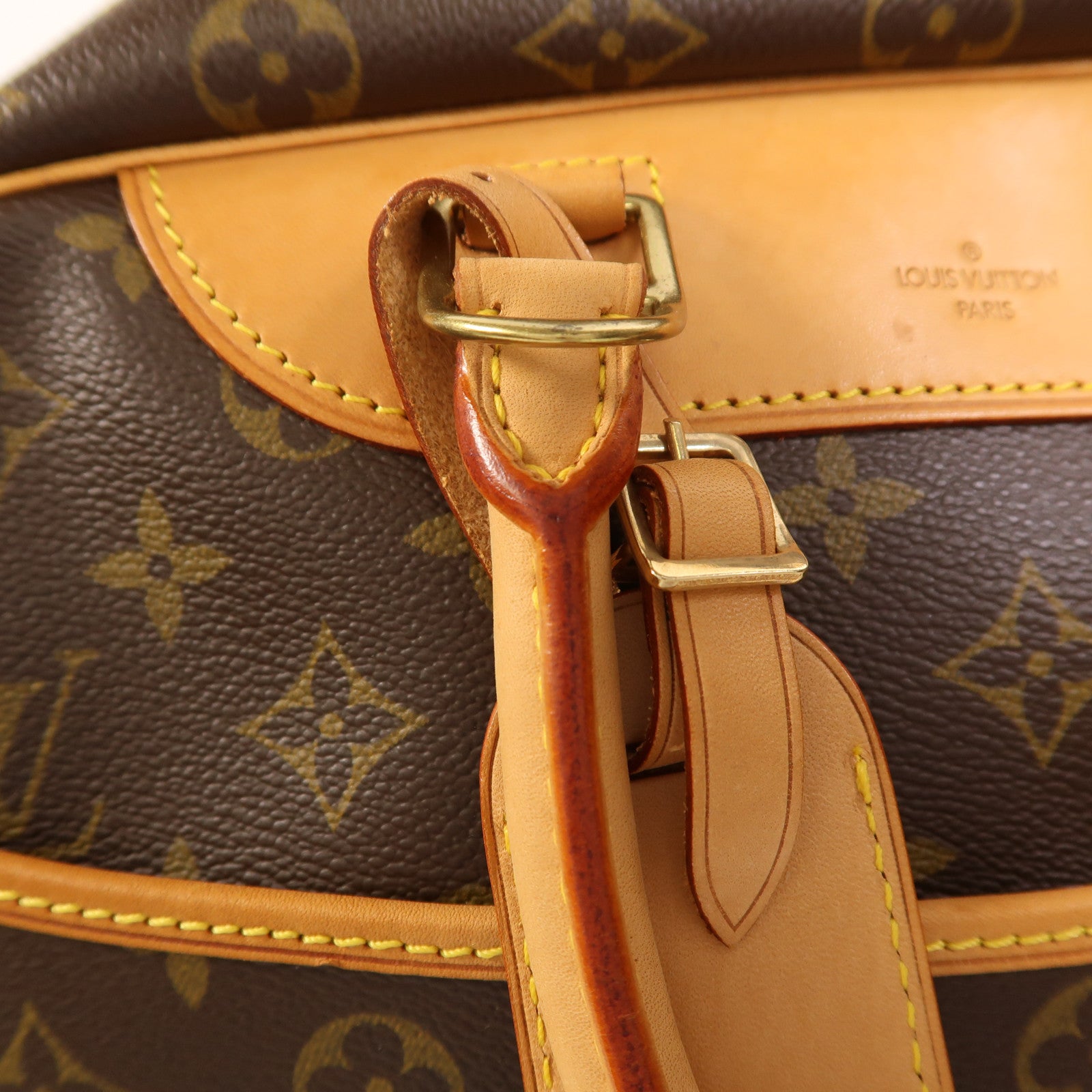 LOUIS VUITTON Monogram Deauville金扣手挽袋棕色