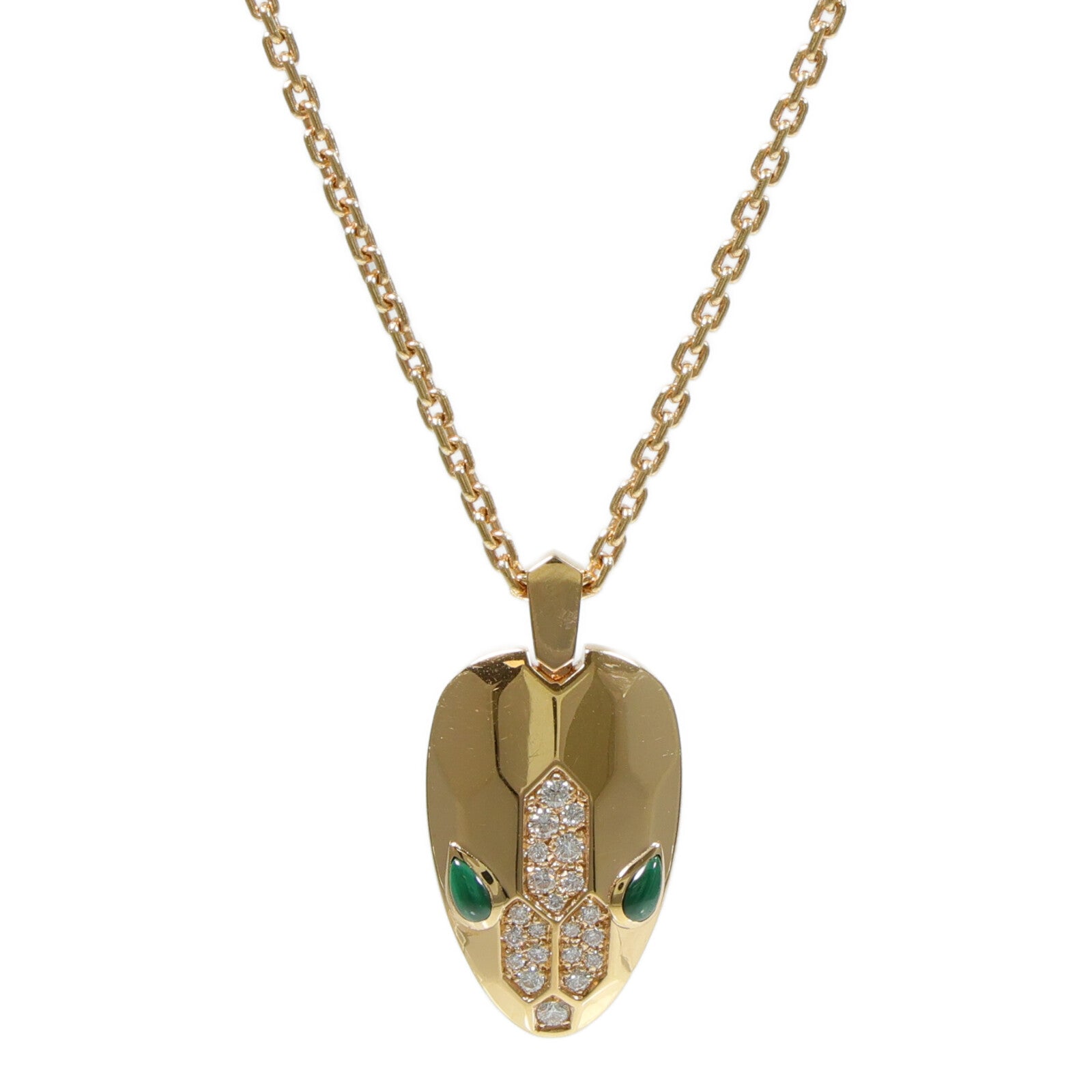 BVLGARI 18K玫瑰金Serpenti Seduttori Necklace孔雀石/鑽石項鍊