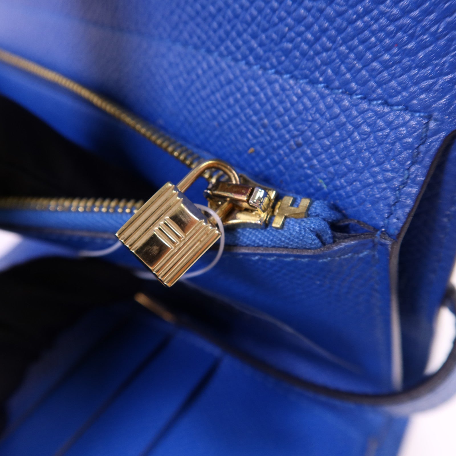 HERMES Epsom皮革Kelly Short Wallet金扣錢包Blue Zanzibar