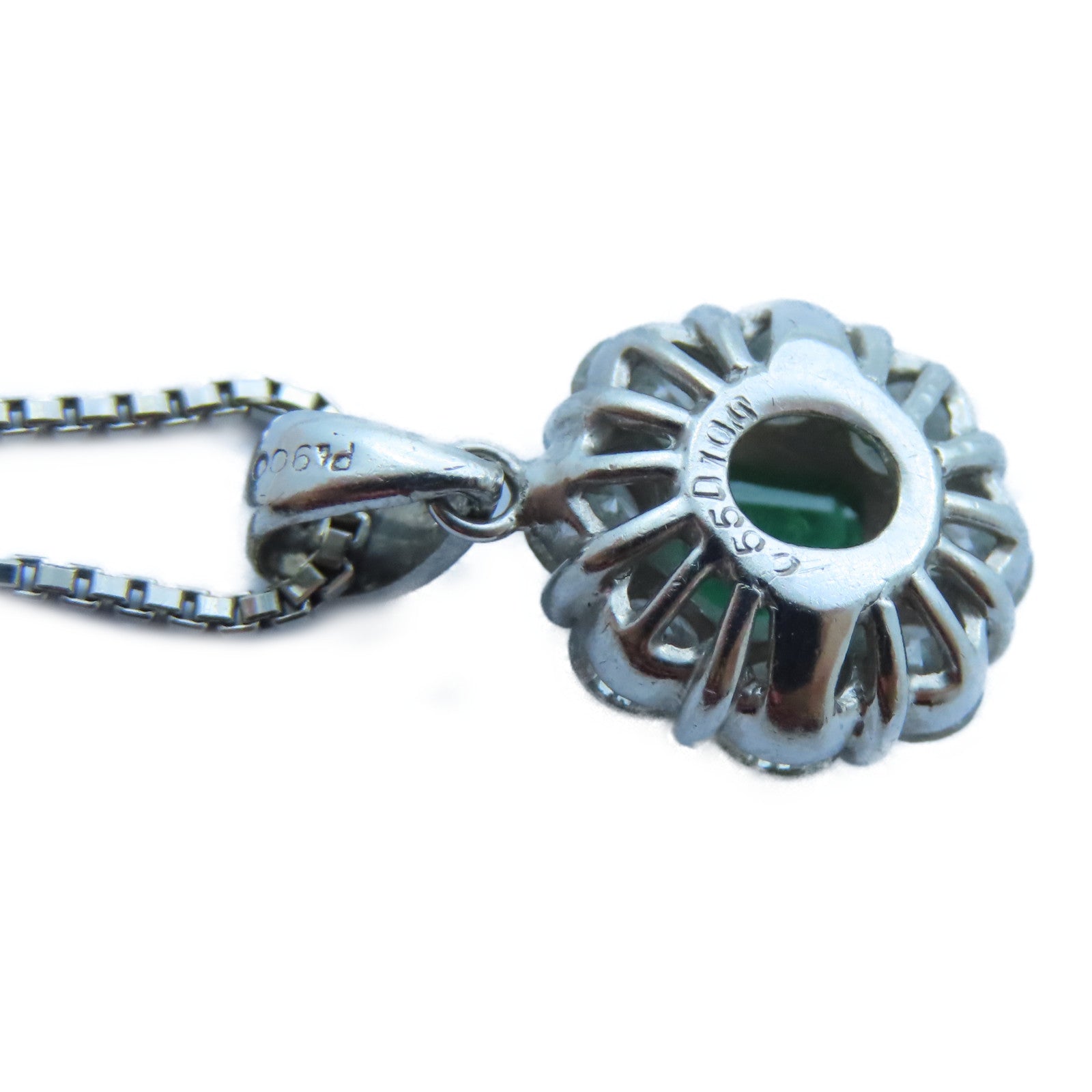 JEWELRY 【激減優惠】PT900白金/PT850白金Emerald/Diamond Necklace 0.55ct綠寶石/1.00ct鑽石項鍊#40cm