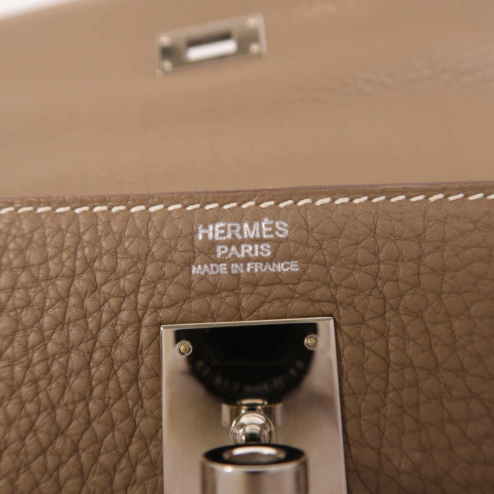 HERMES Togo皮革Kelly 32銀扣手挽肩背兩用袋Etoupe