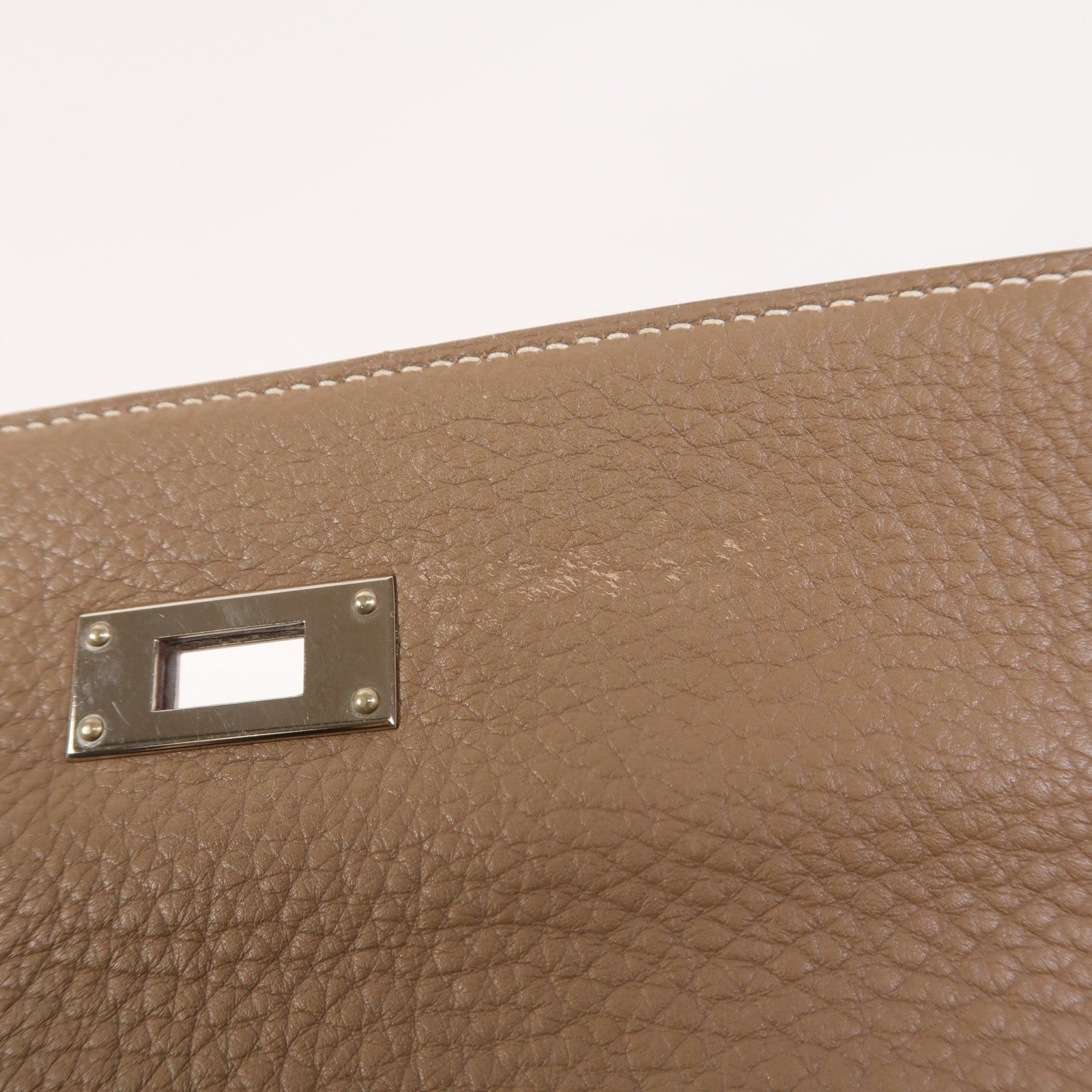 HERMES Togo皮革Kelly 32銀扣手挽肩背兩用袋Etoupe