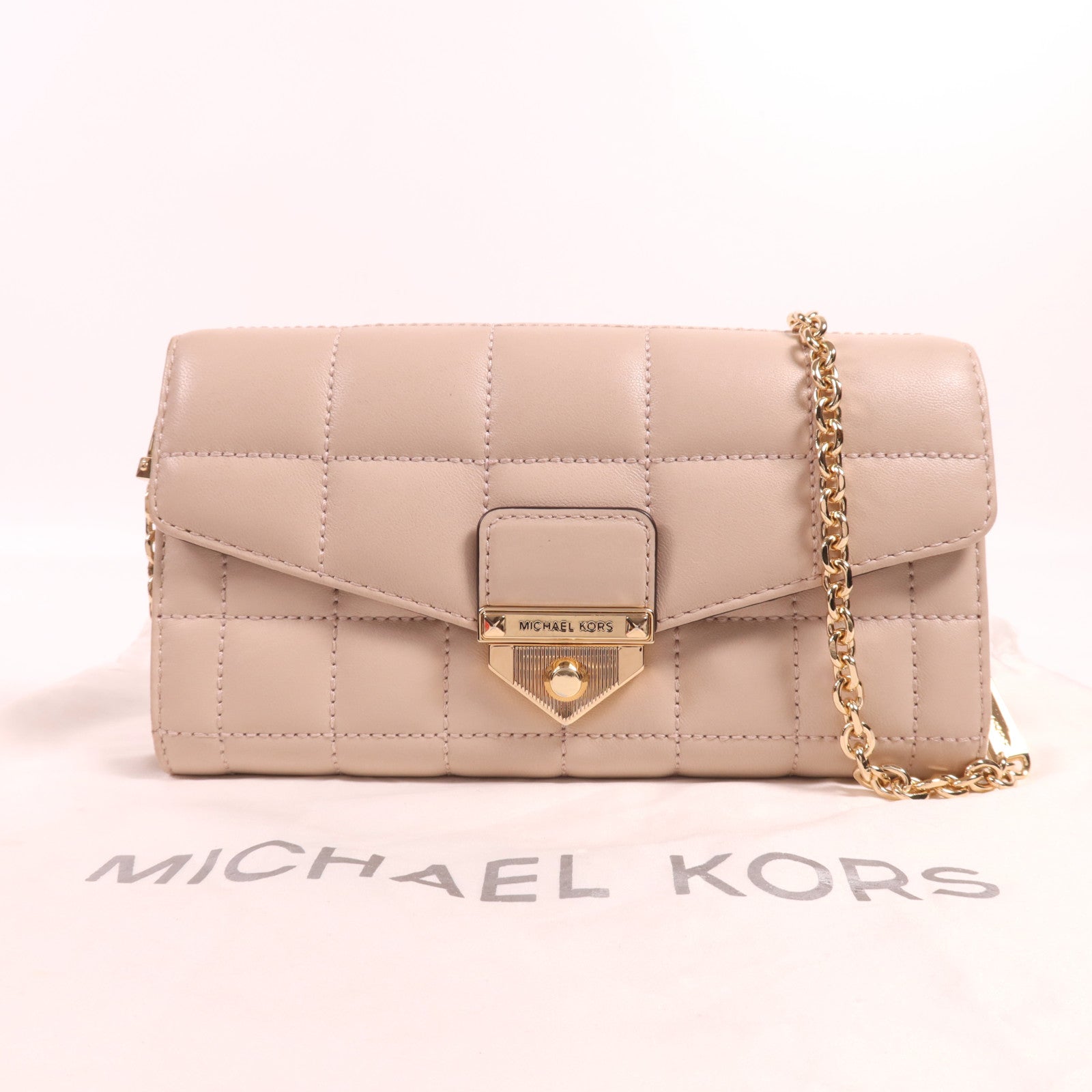 Michael Kors 羊皮皮革Soho Large Quilted Leather Shoulder Bag金扣鏈帶肩背袋