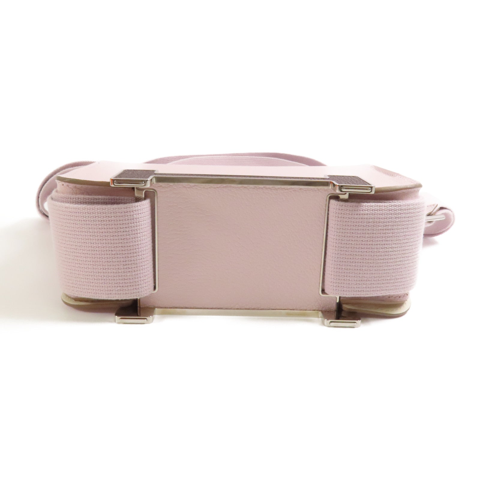 HERMES Chevre皮革Geta銀扣肩背袋Mauve Sylvestre