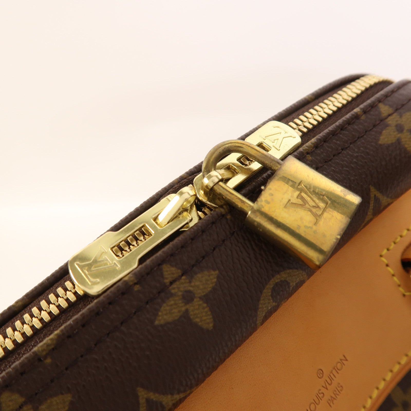 LOUIS VUITTON Monogram Deauville金扣手挽袋棕色