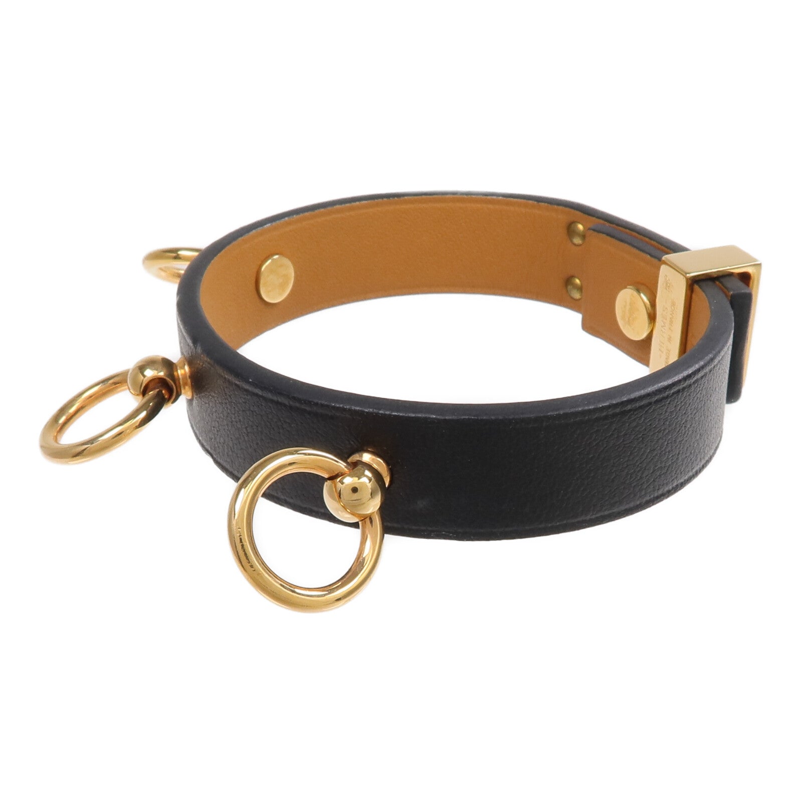 HERMES Swift皮革Mini Dog Bracelet金扣手帶Noir