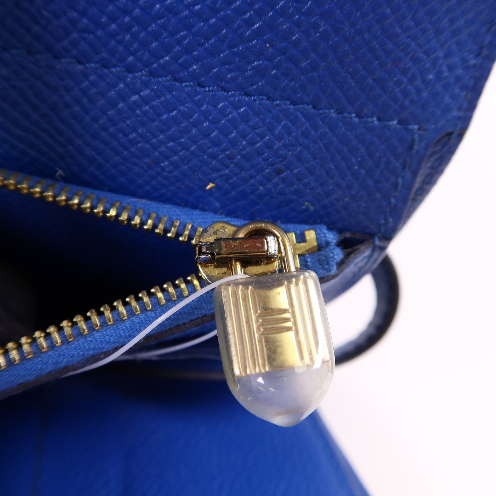 HERMES Epsom皮革Kelly Short Wallet金扣錢包Blue Zanzibar