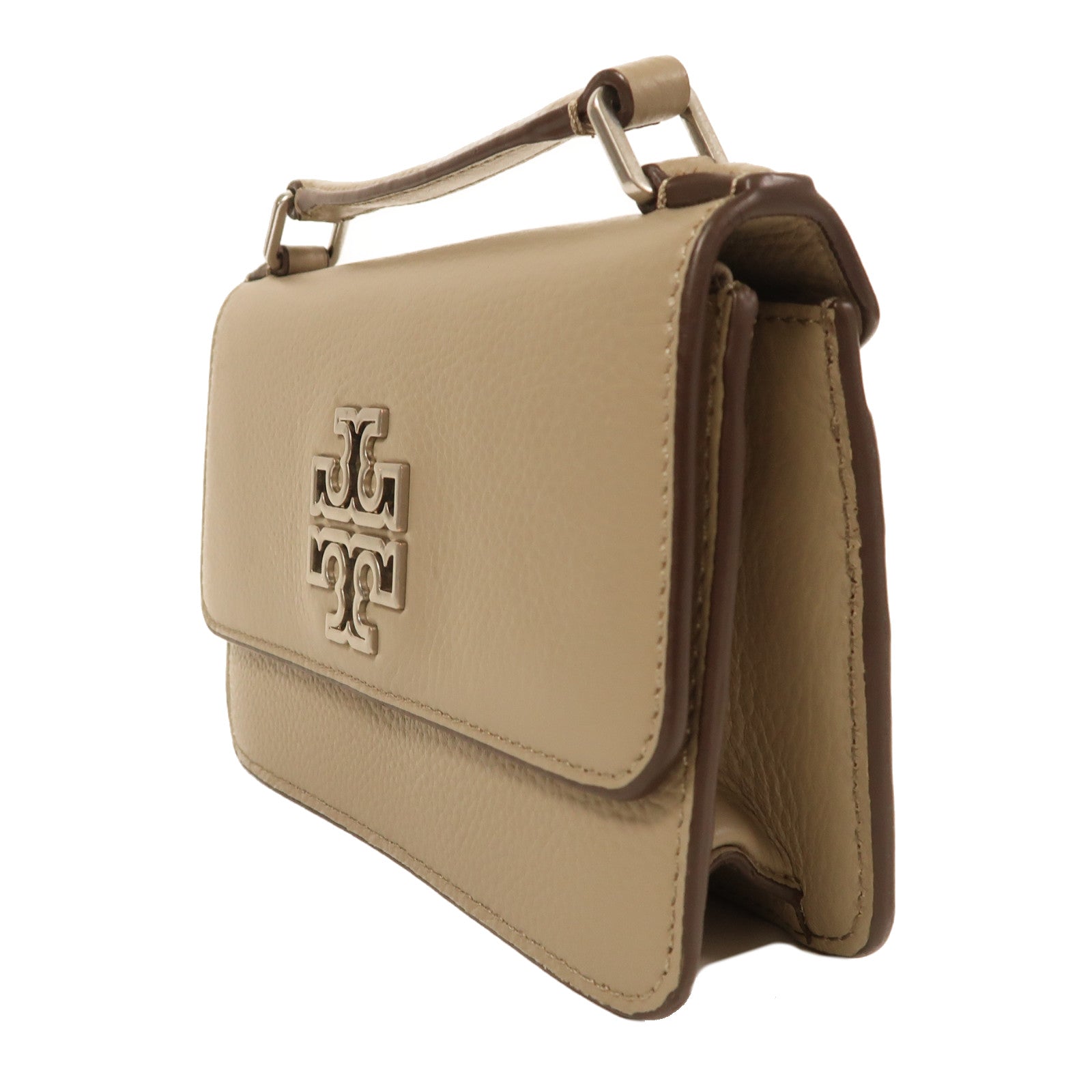 Tory Burch 牛皮皮革Shoulder Bag銀扣手挽肩背兩用袋灰色