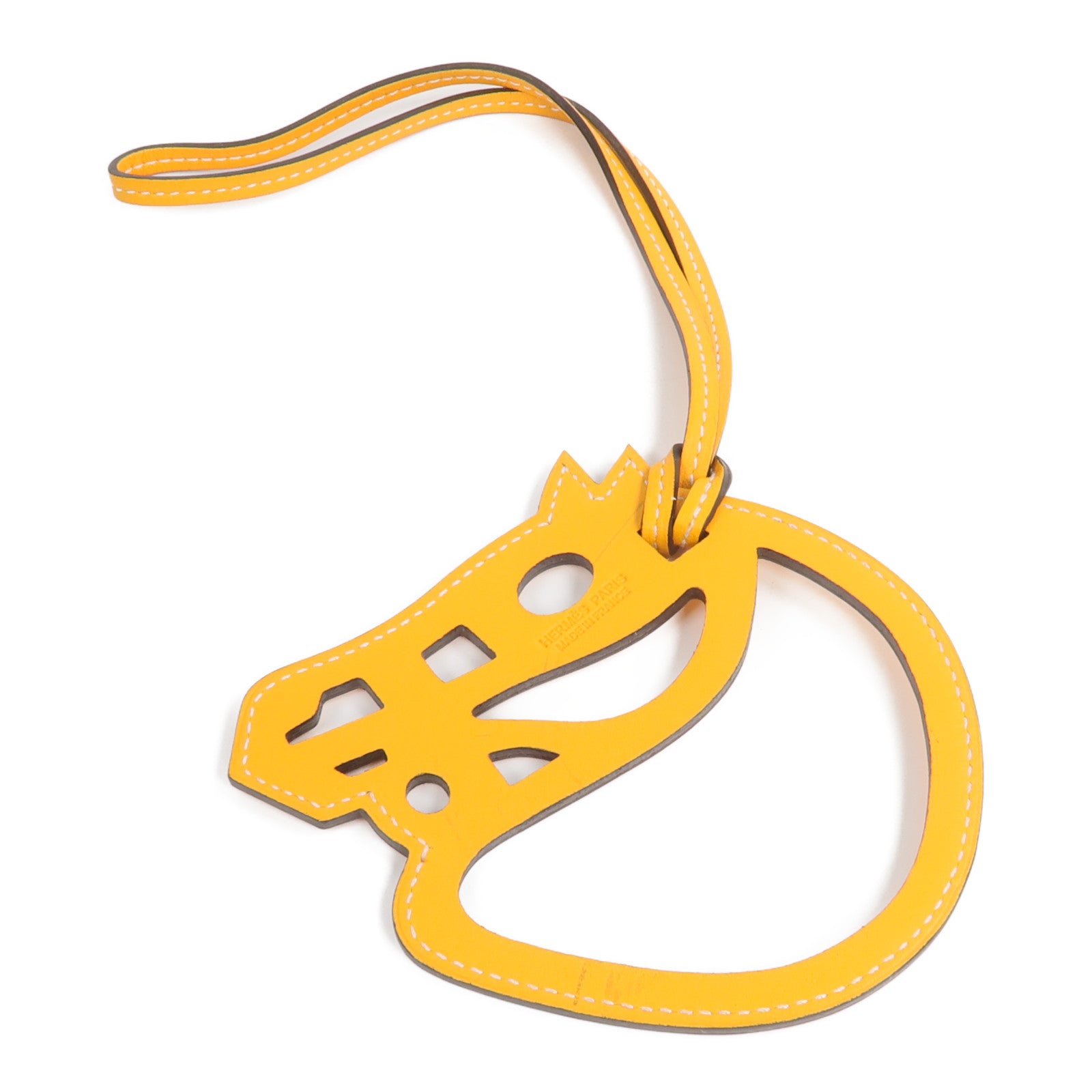 HERMES Swift皮革Paddock Cheval Bag Charm掛飾Jaune d'Or