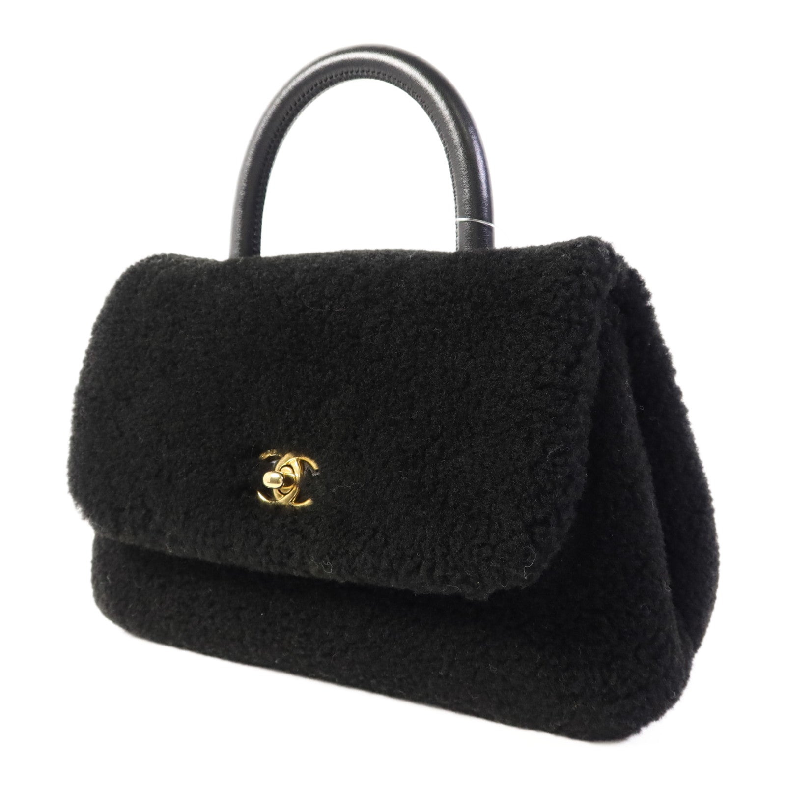 CHANEL Shearling Coco Handle金扣手挽肩背兩用袋