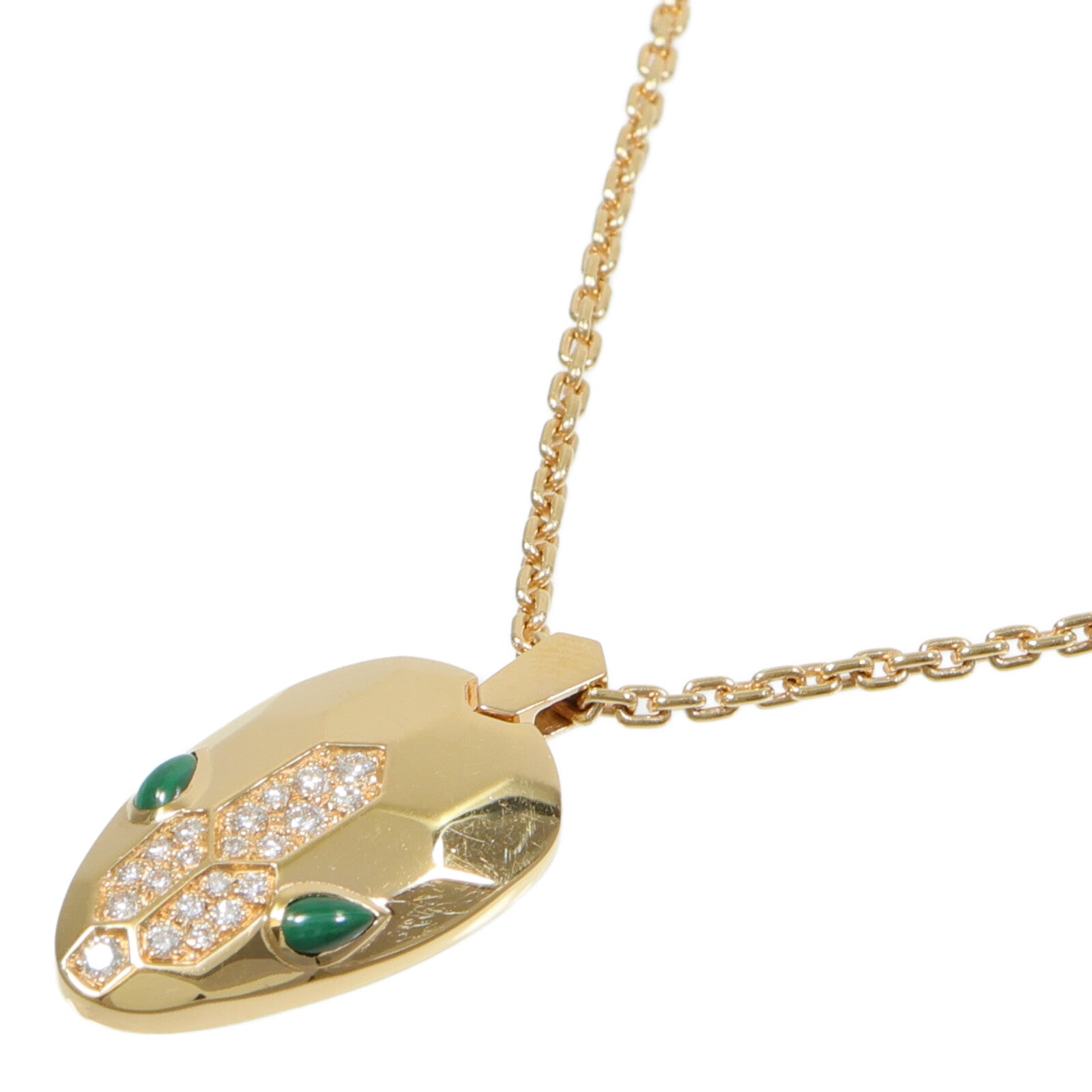 BVLGARI 18K玫瑰金Serpenti Seduttori Necklace孔雀石/鑽石項鍊