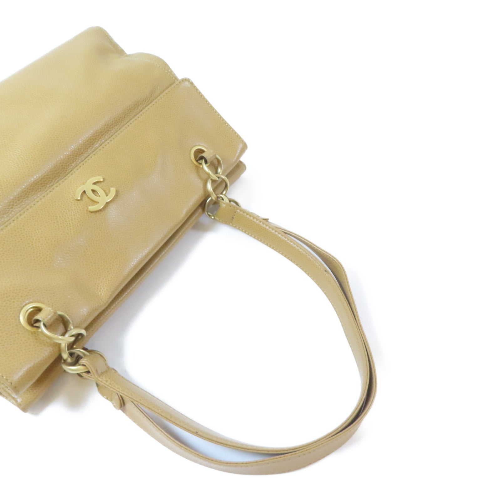 CHANEL Caviar皮革Shoulder Bag金扣肩背袋啡色