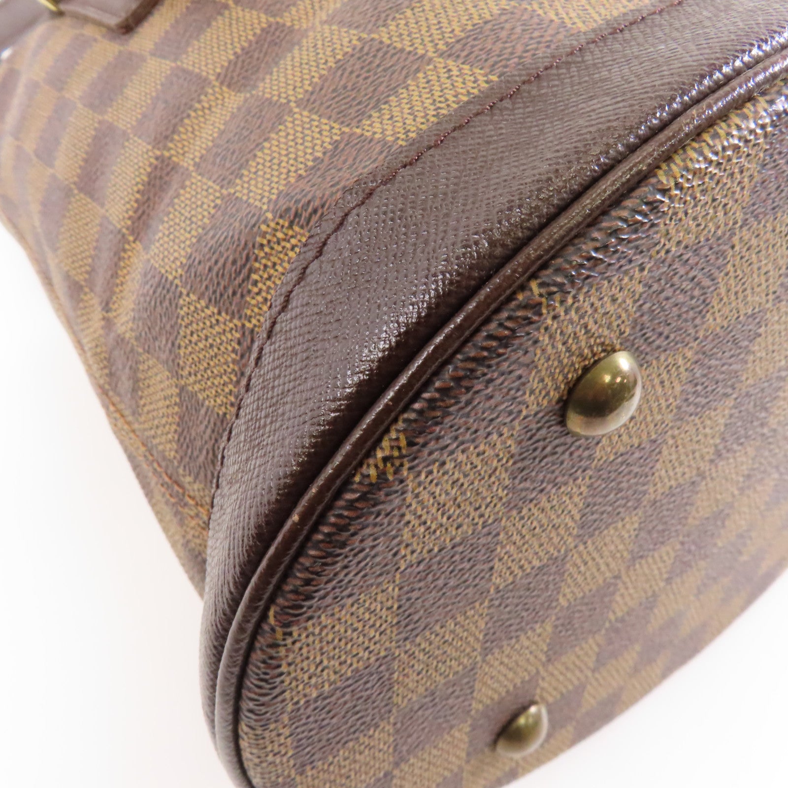 LOUIS VUITTON Damier Marais金扣手挽袋棕色