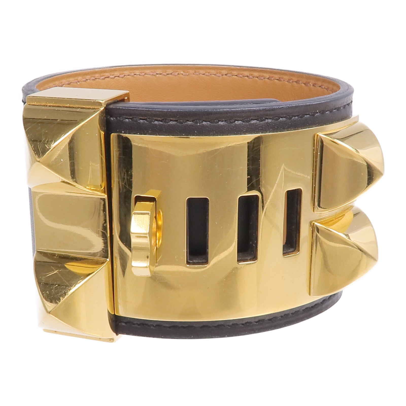 HERMES Box Calf皮革Collier de Chein Bracelet手帶