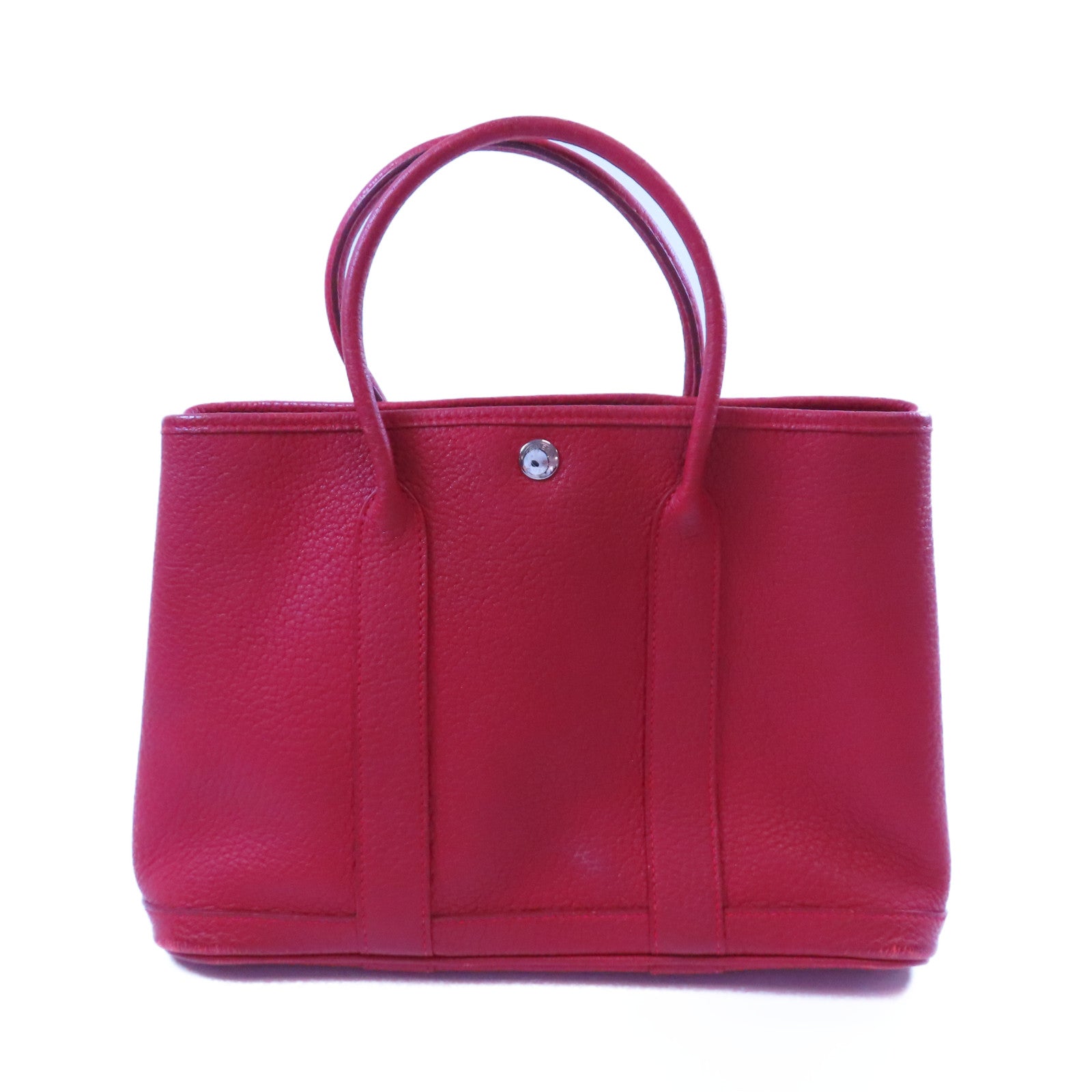 HERMES PHW Garden Party TPM Handbag Negonda Leather Q5 Rouge Casaque Red